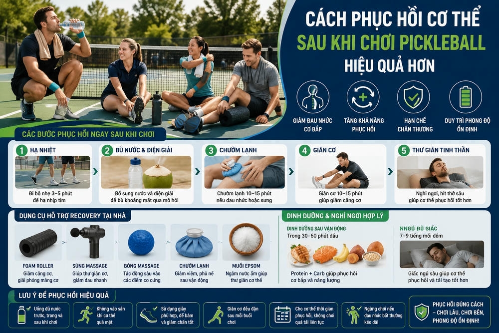Cách phục hồi cơ thể sau khi chơi Pickleball hiệu quả