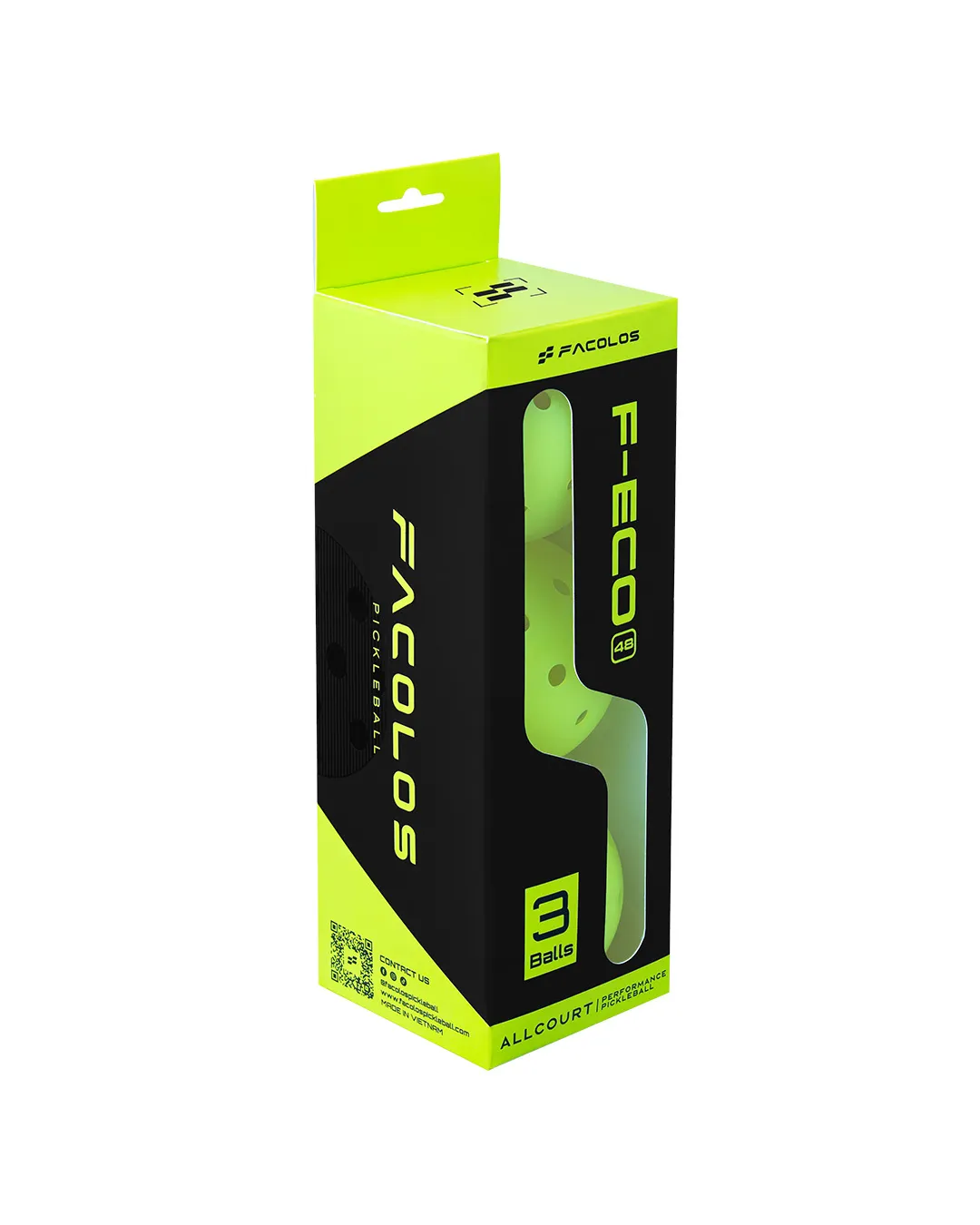 Bóng Pickleball Facolos F-Eco 48 Lỗ USAPA (Hộp 3 quả)