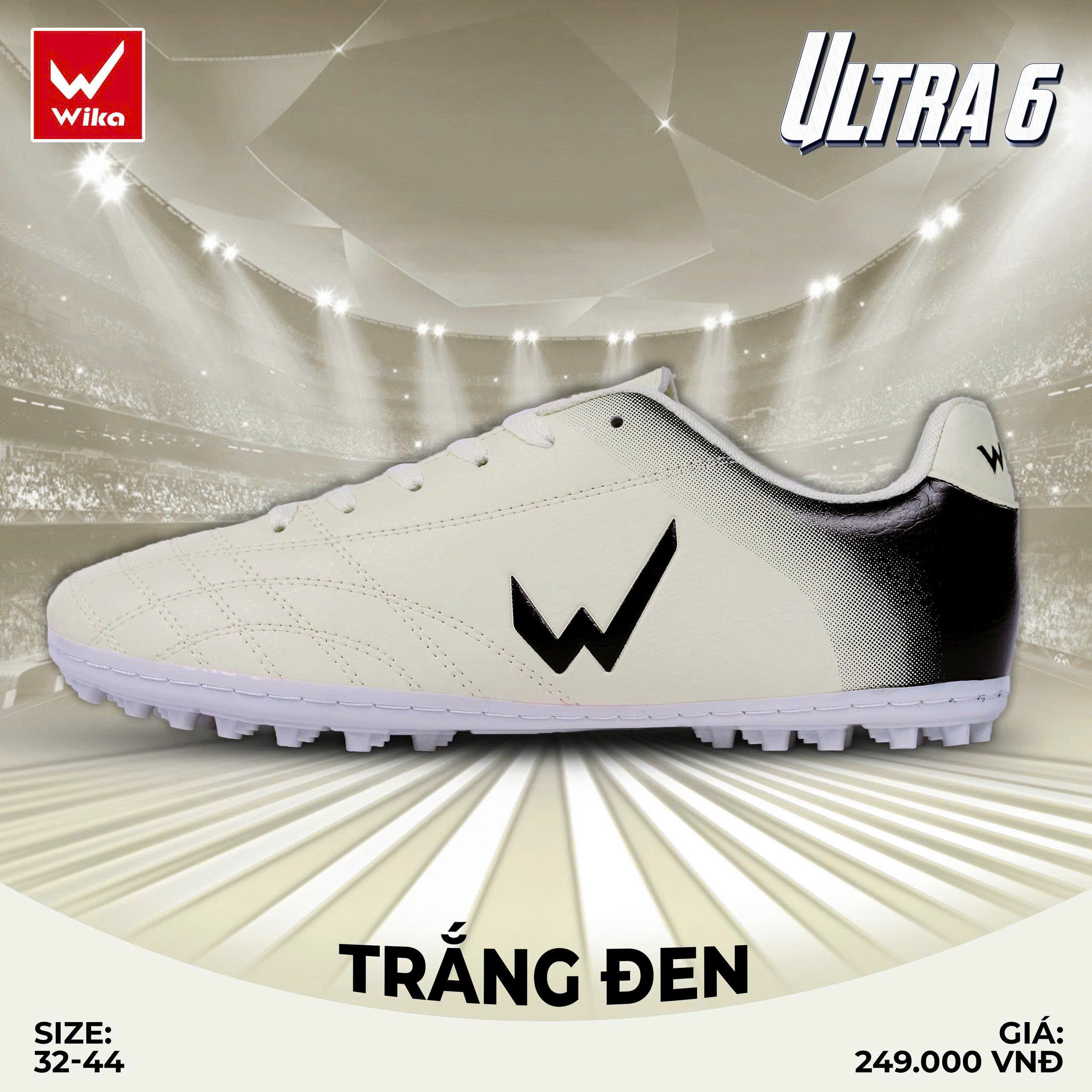 Giày Đá Bóng Wika Ultra 6 TF - Kem Đen