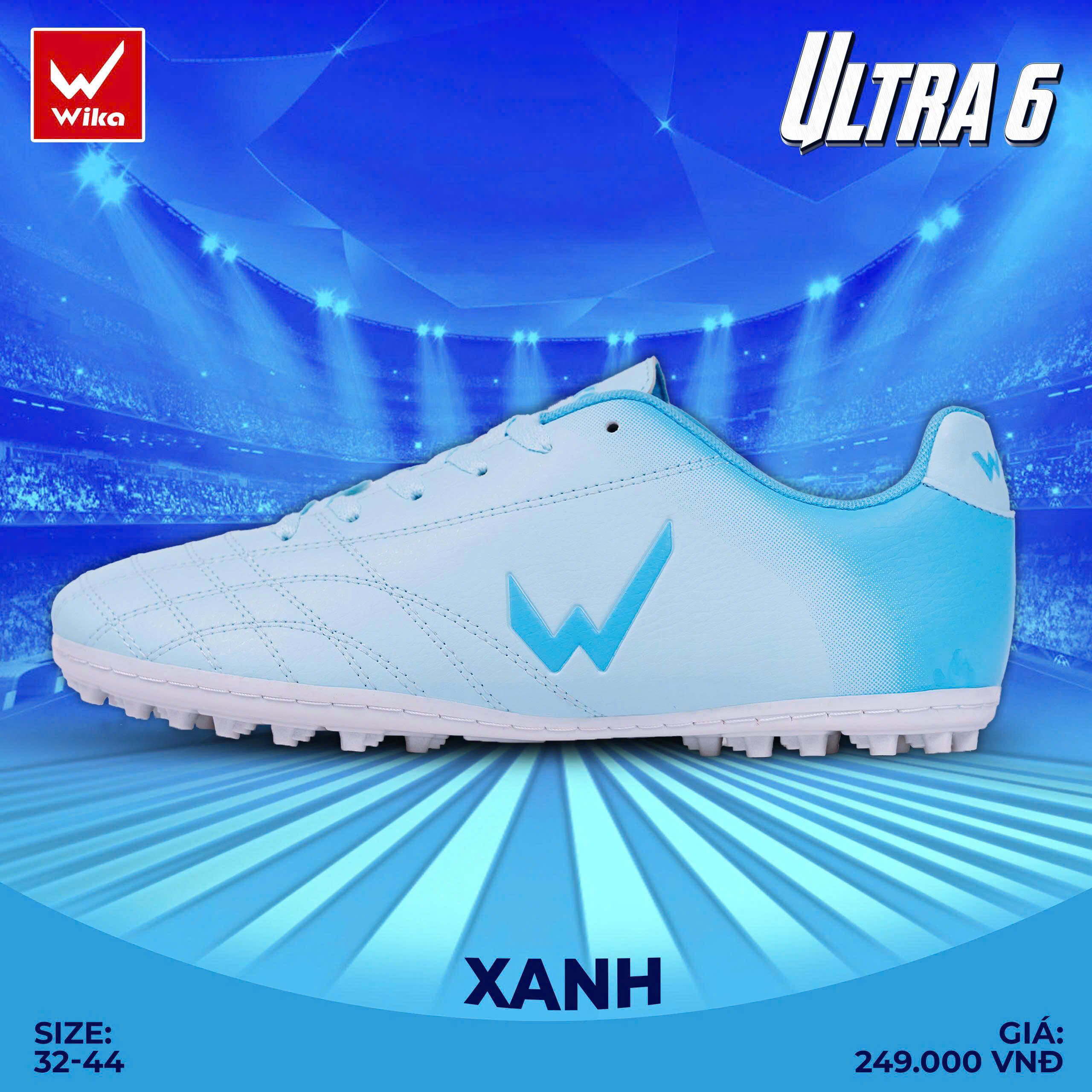 Giày Đá Bóng Wika Ultra 6 TF Xanh
