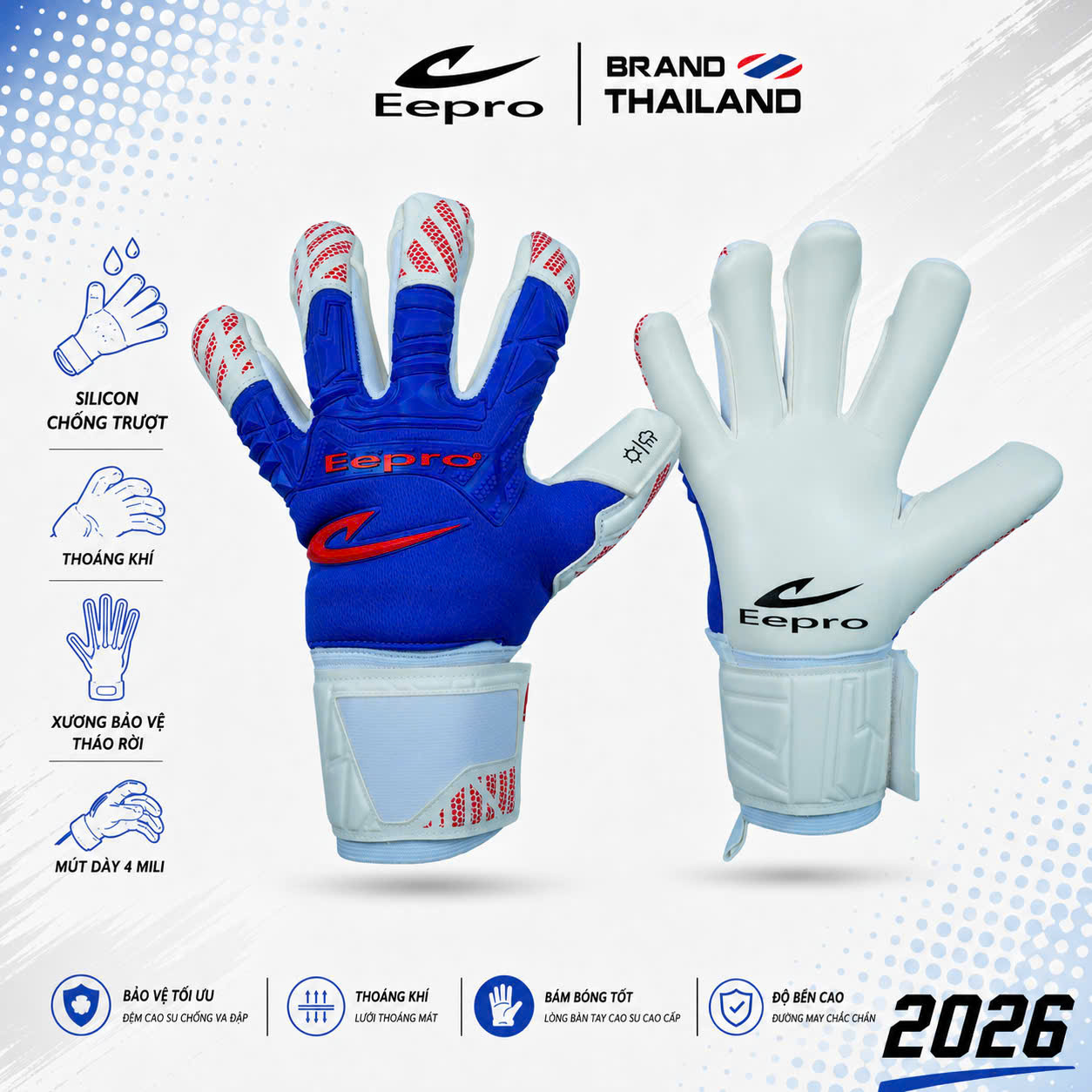 Găng Tay Thủ Môn Eepro EG10R1 - Xanh Trắng
