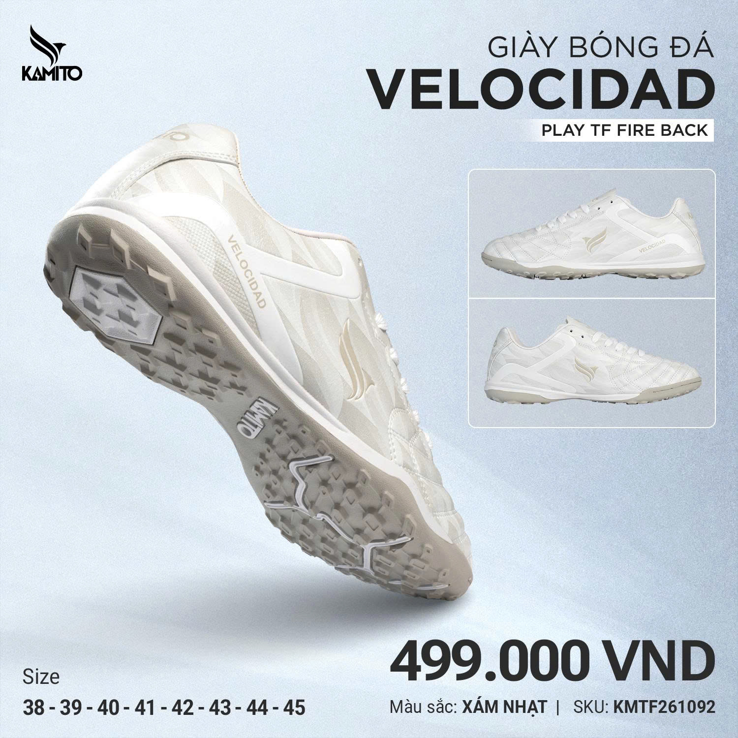 Kamito Velocidad Fireback Play TF - Xám Nhạt