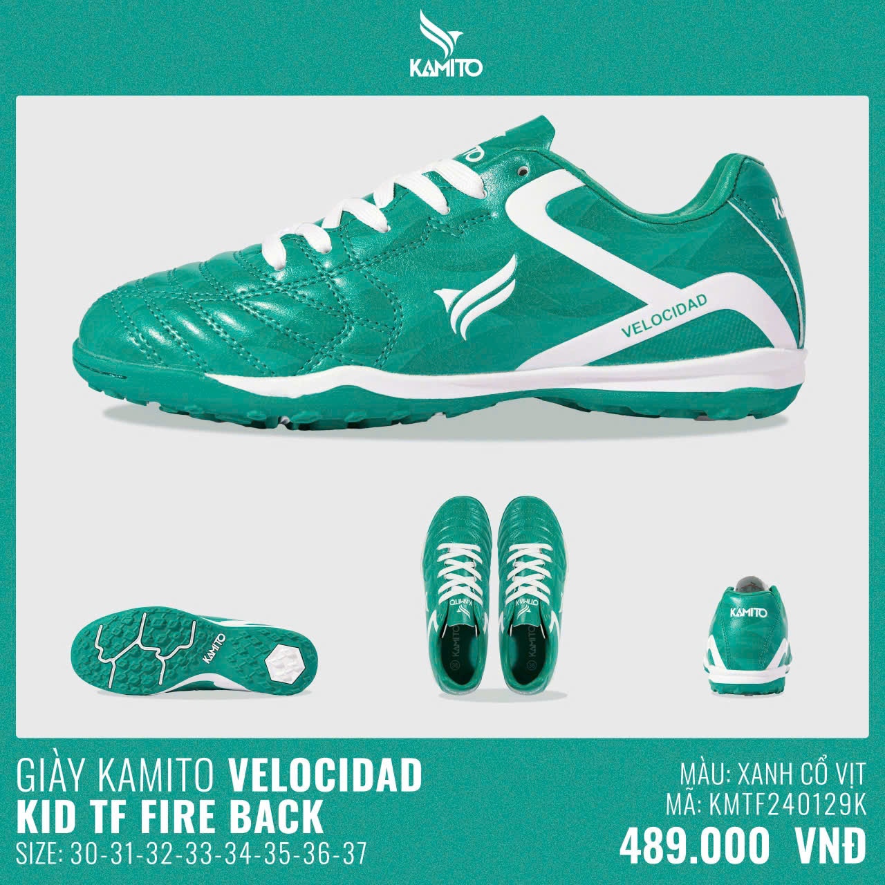 Giày đá bóng trẻ em Kamito+Kamito Velocidad Legend TF KID - Xanh+38411713