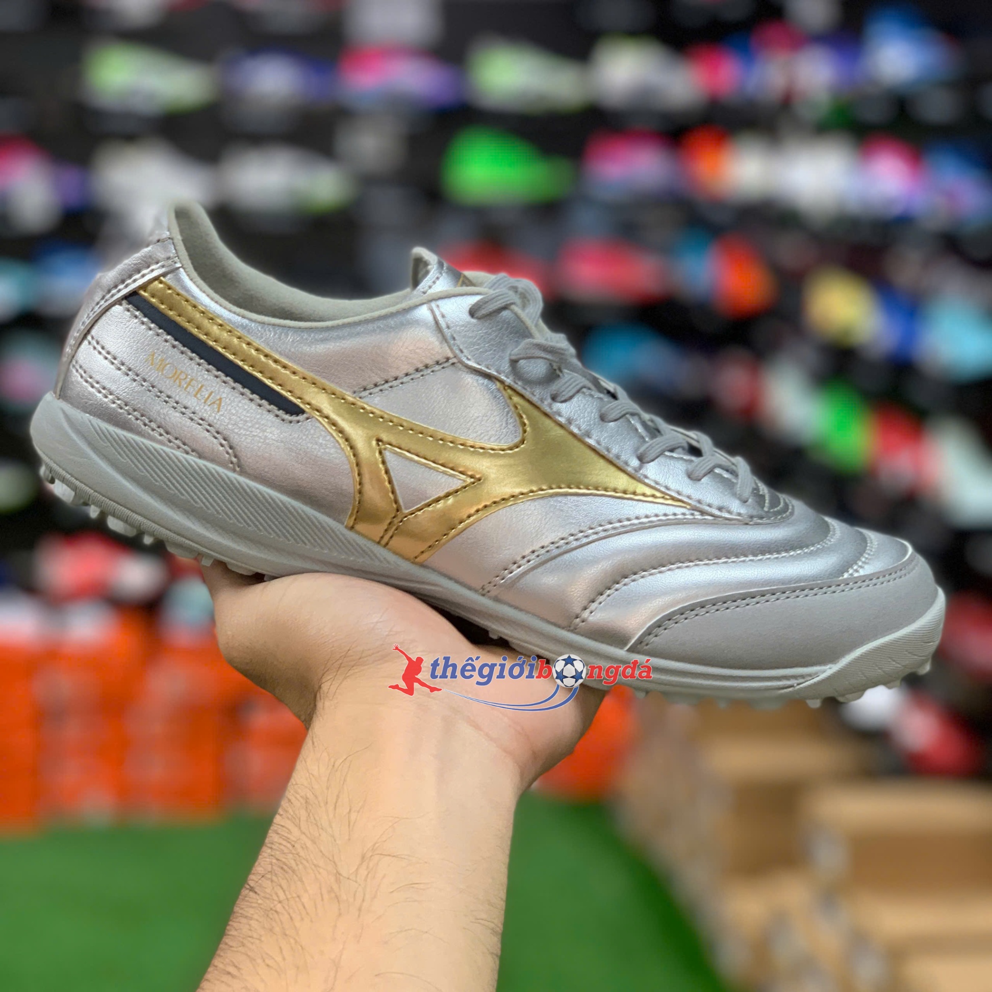 (Đế mới) Mizuno Morelia Sala Pro AS TF Platinum Silver  Q1GB251304