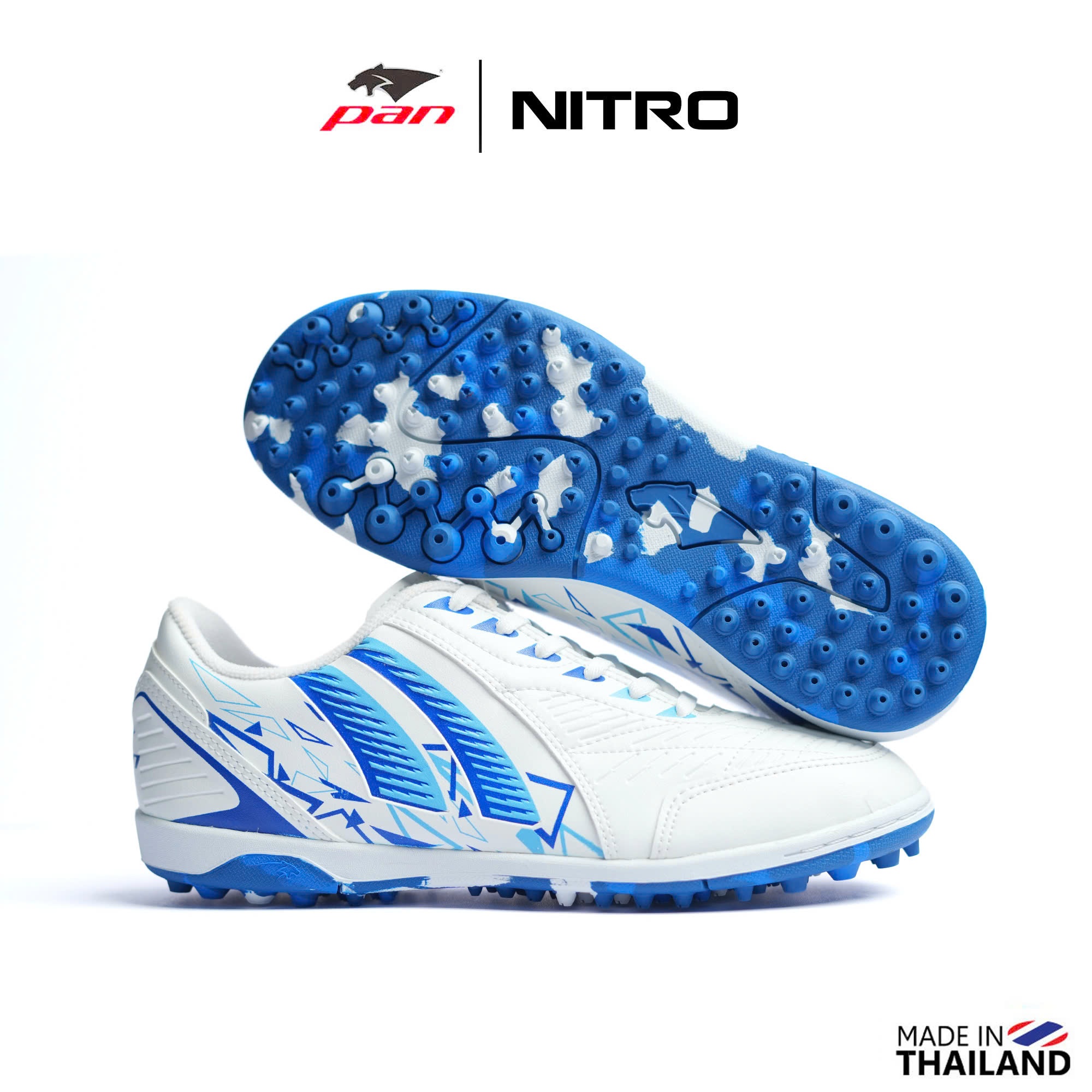 GIày đá bóng Pan Nitro TF Trắng Xanh