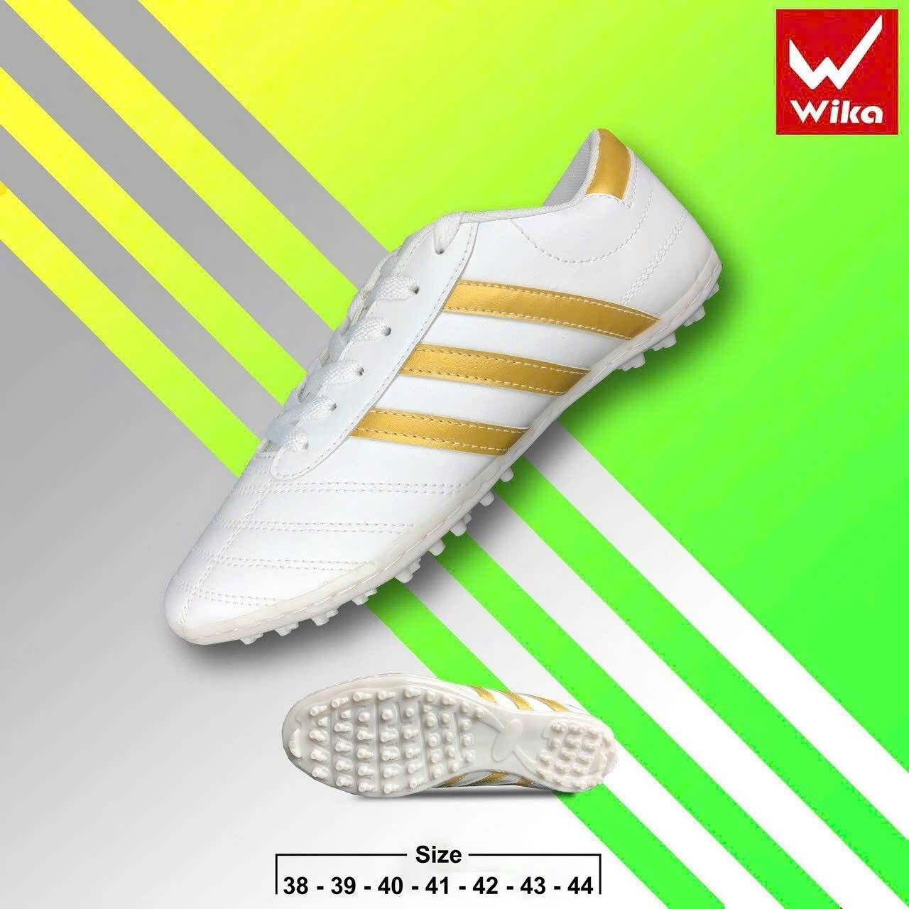 Giày ba sọc Wika CT3 trắng vàng