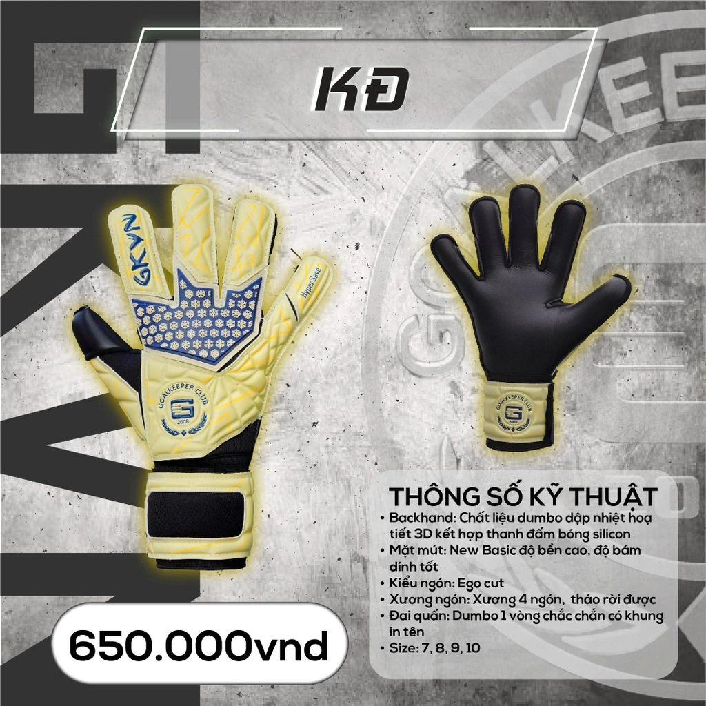 Găng Tay Thủ Môn GKVN KĐ - Vàng