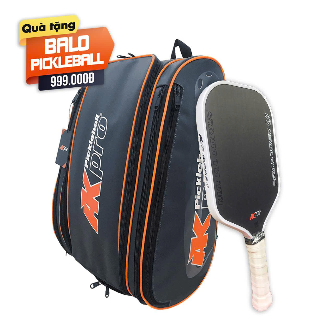 Vợt Pickleball PRO-POWER 4.0 White Carbon T700 - 16mm