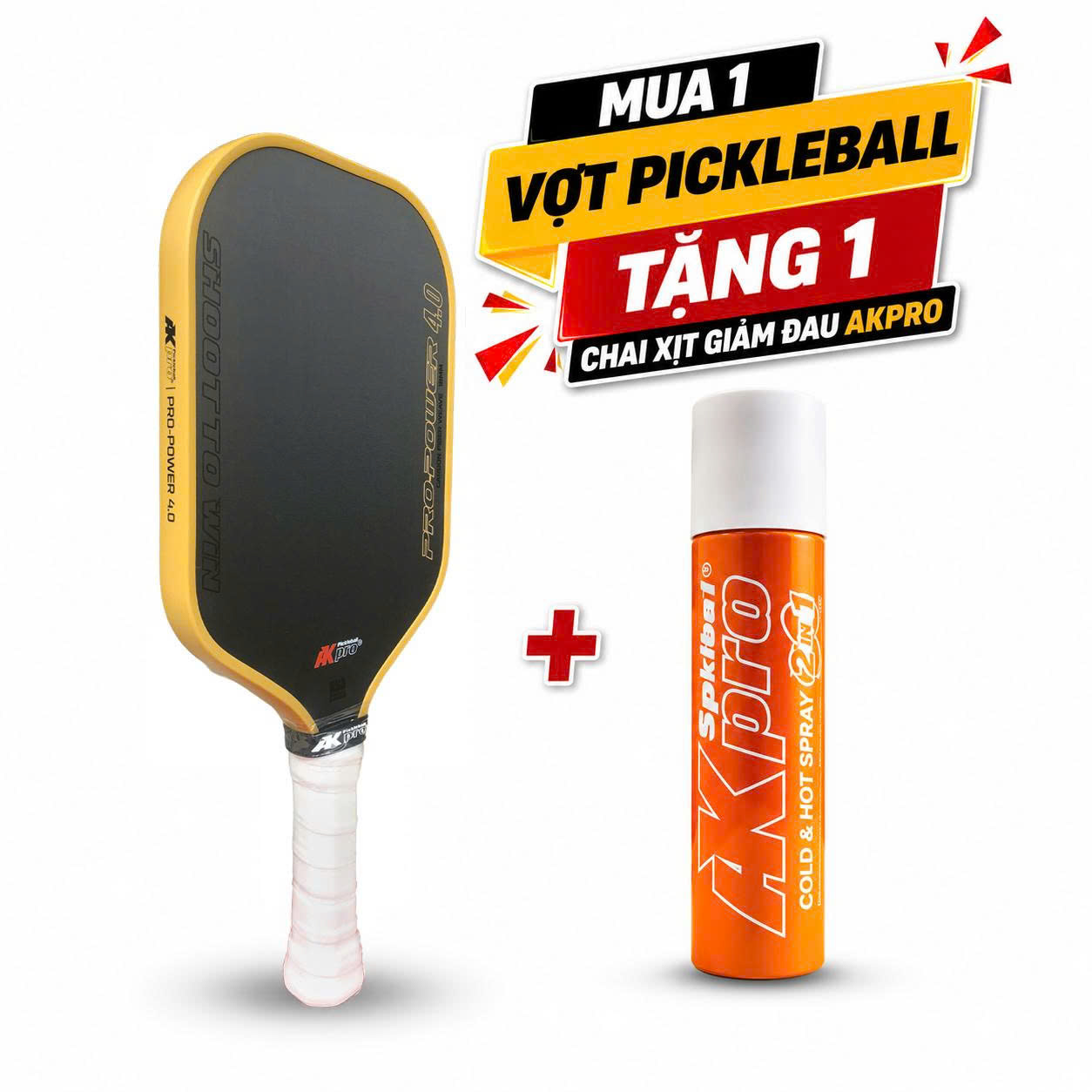 Vợt Pickleball AKpro PRO-POWER 4.0 Gold Carbon T700 - 16mm