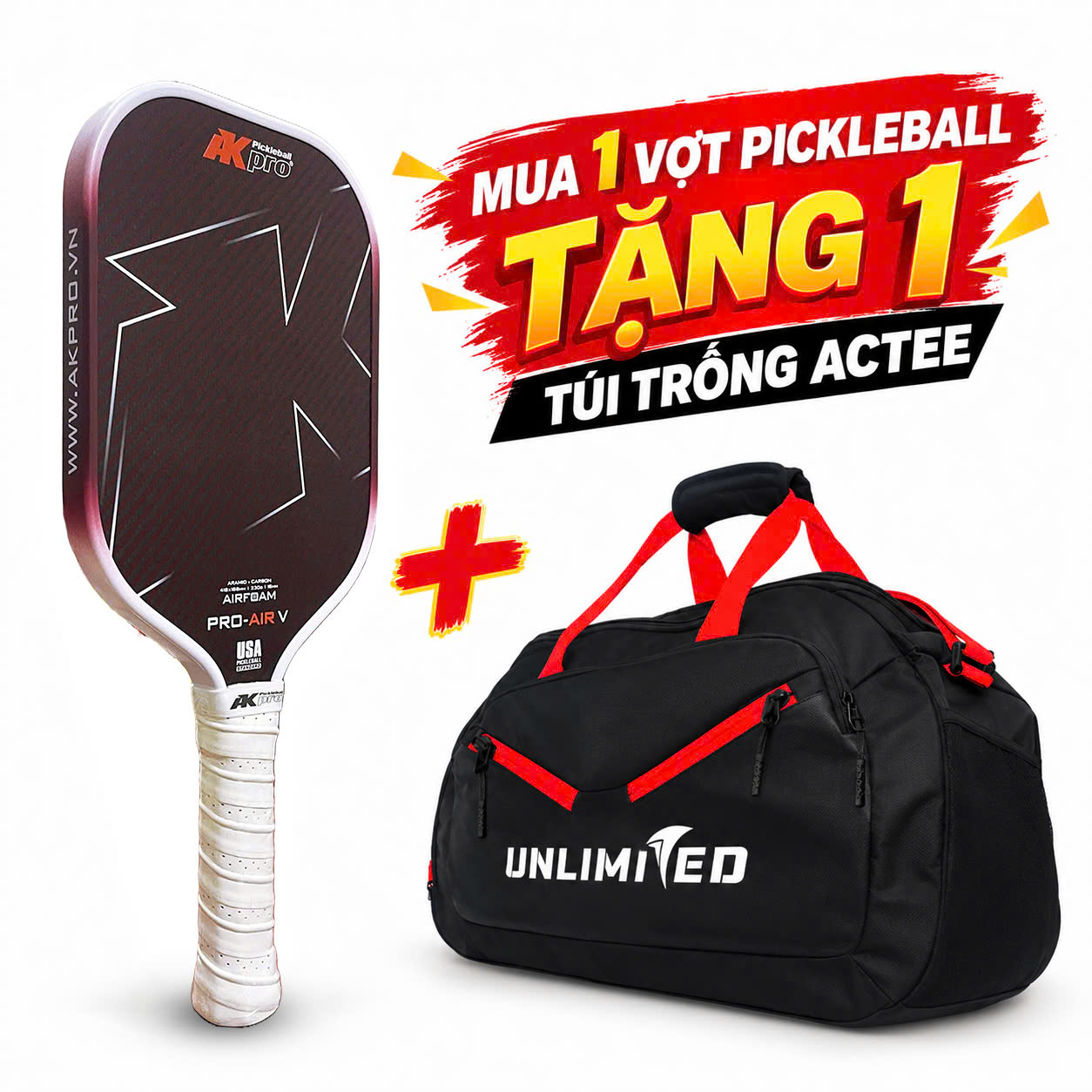 Vợt Pickleball Akpro PRO-AIR V – Aramid + Carbon