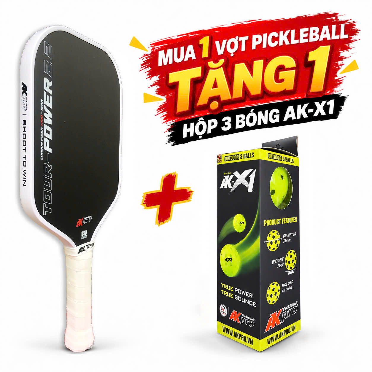 Vợt Pickleball AKpro Tour Power 2.2