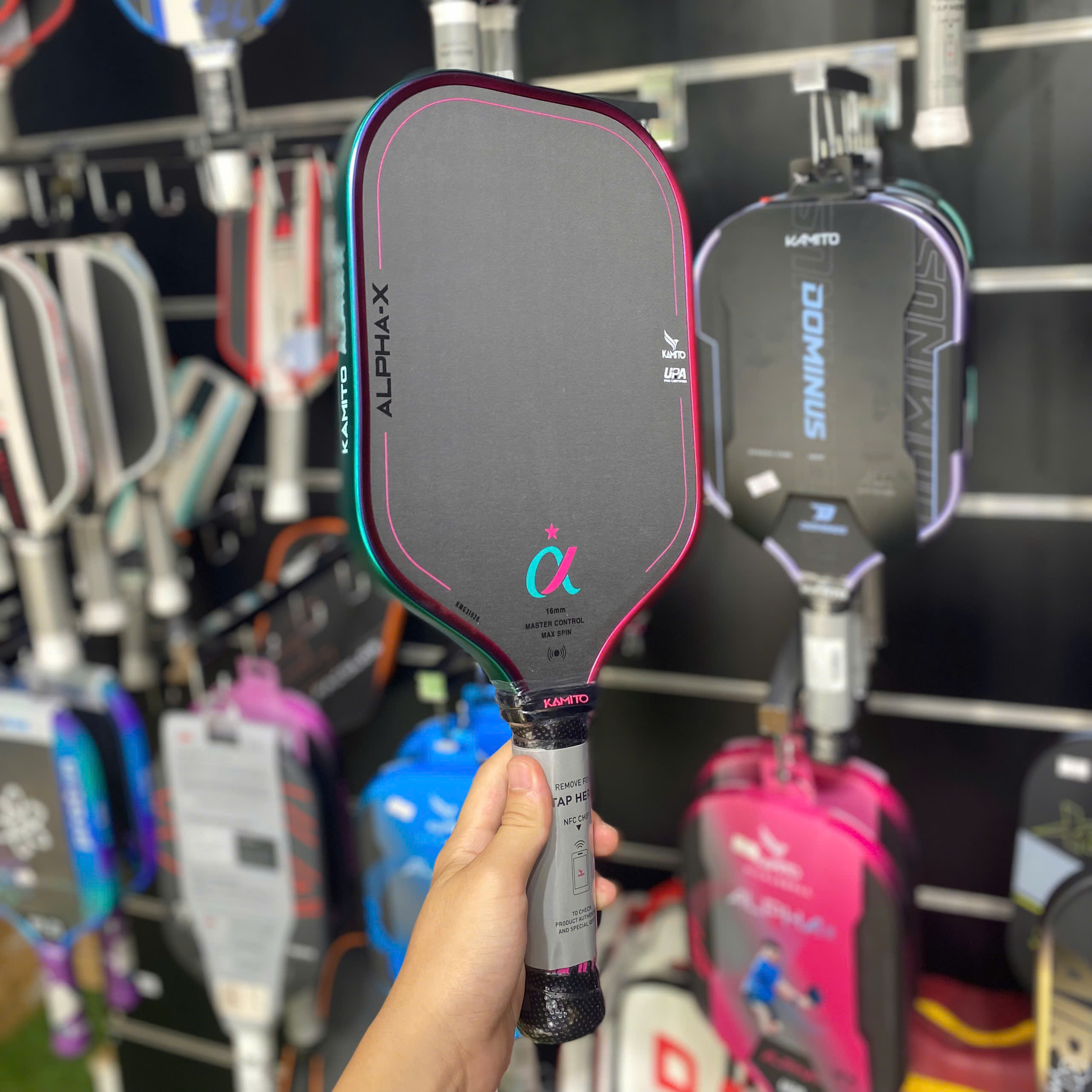 Vợt Pickleball Kamito Alpha X 16mm xanh ngọc tím