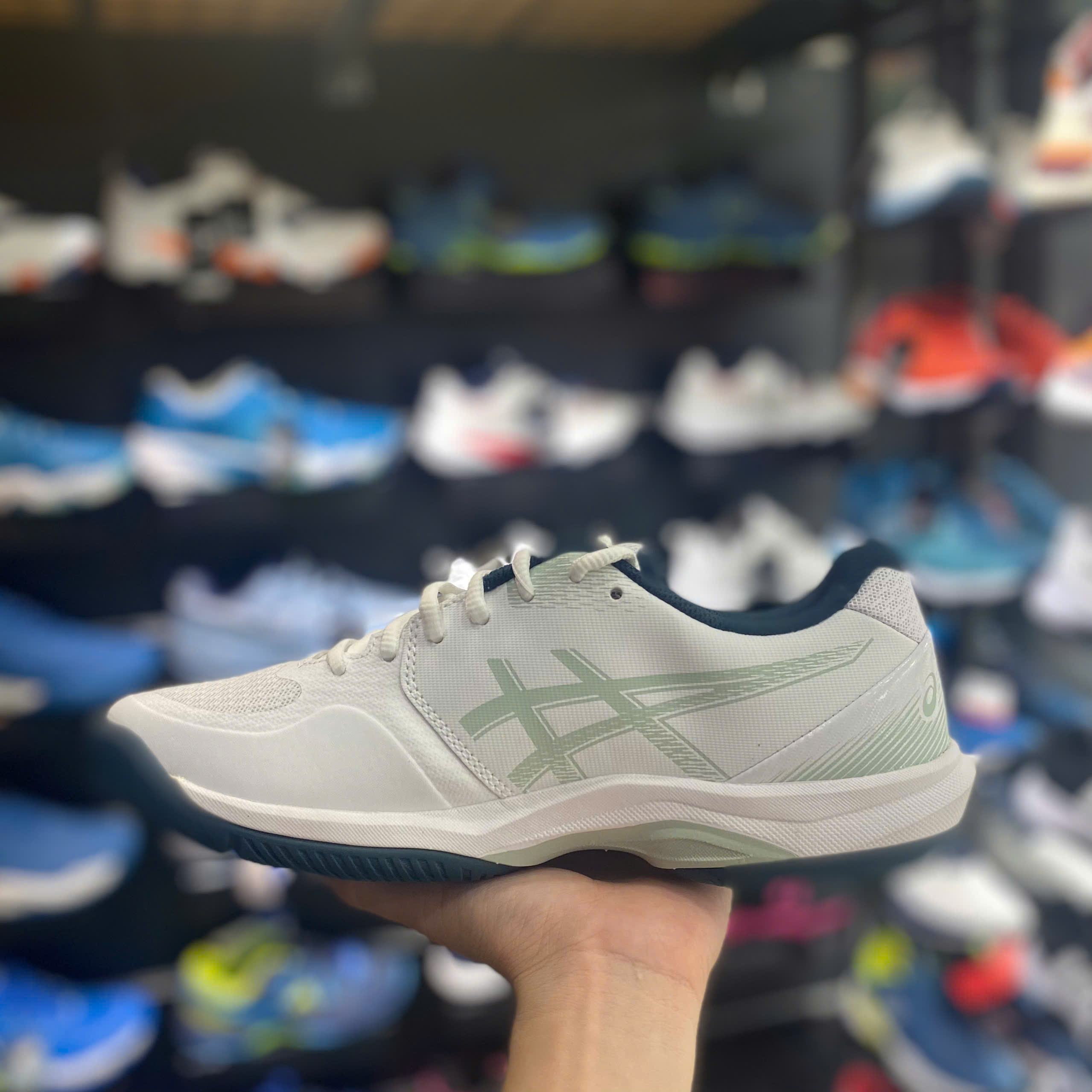 Giày Pickleball/Tennis Asics Court Hunter FF 1071A111-100 Trắng/Xanh đen
