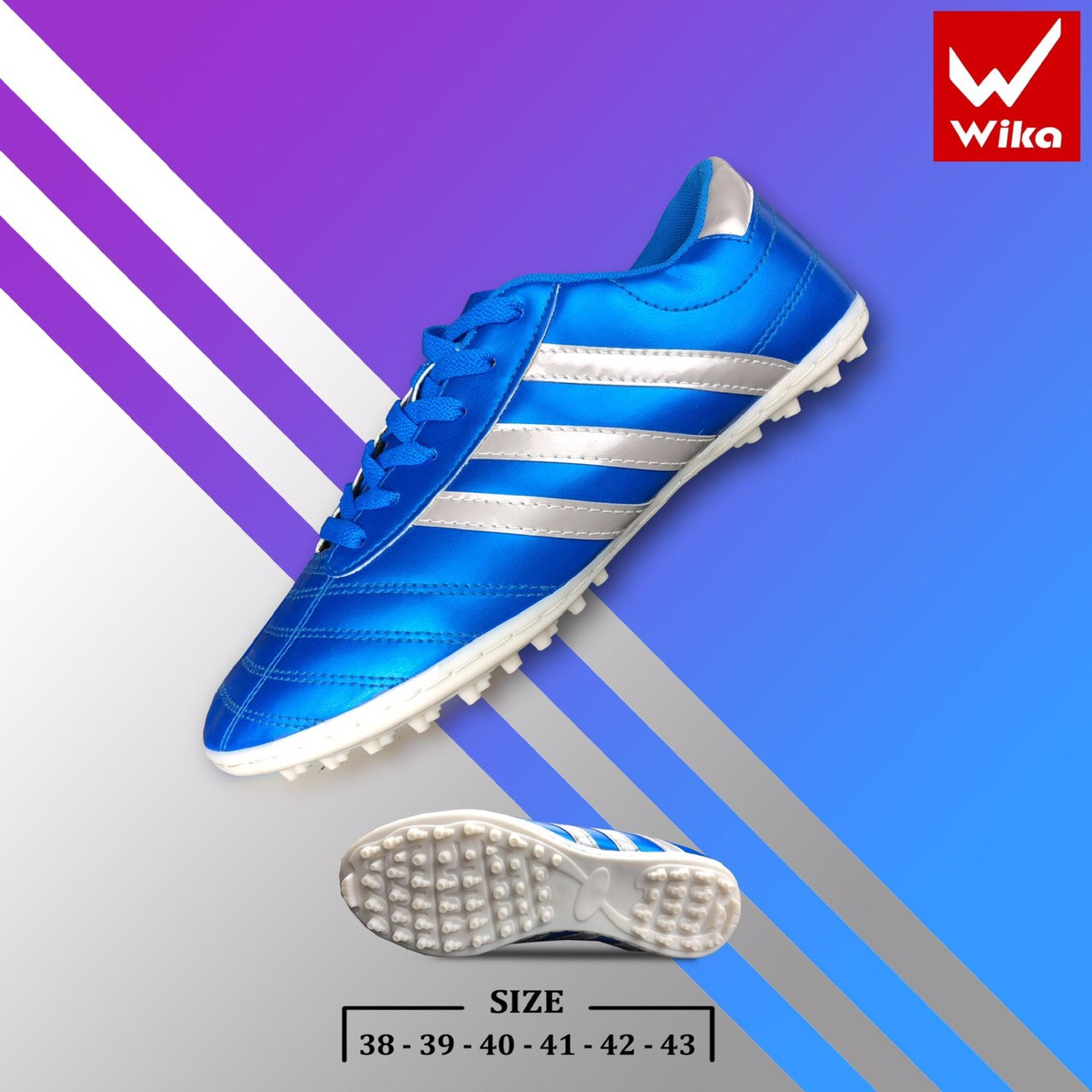 Giày đá bóng ba sọc Wika CT3 - Xanh Dương