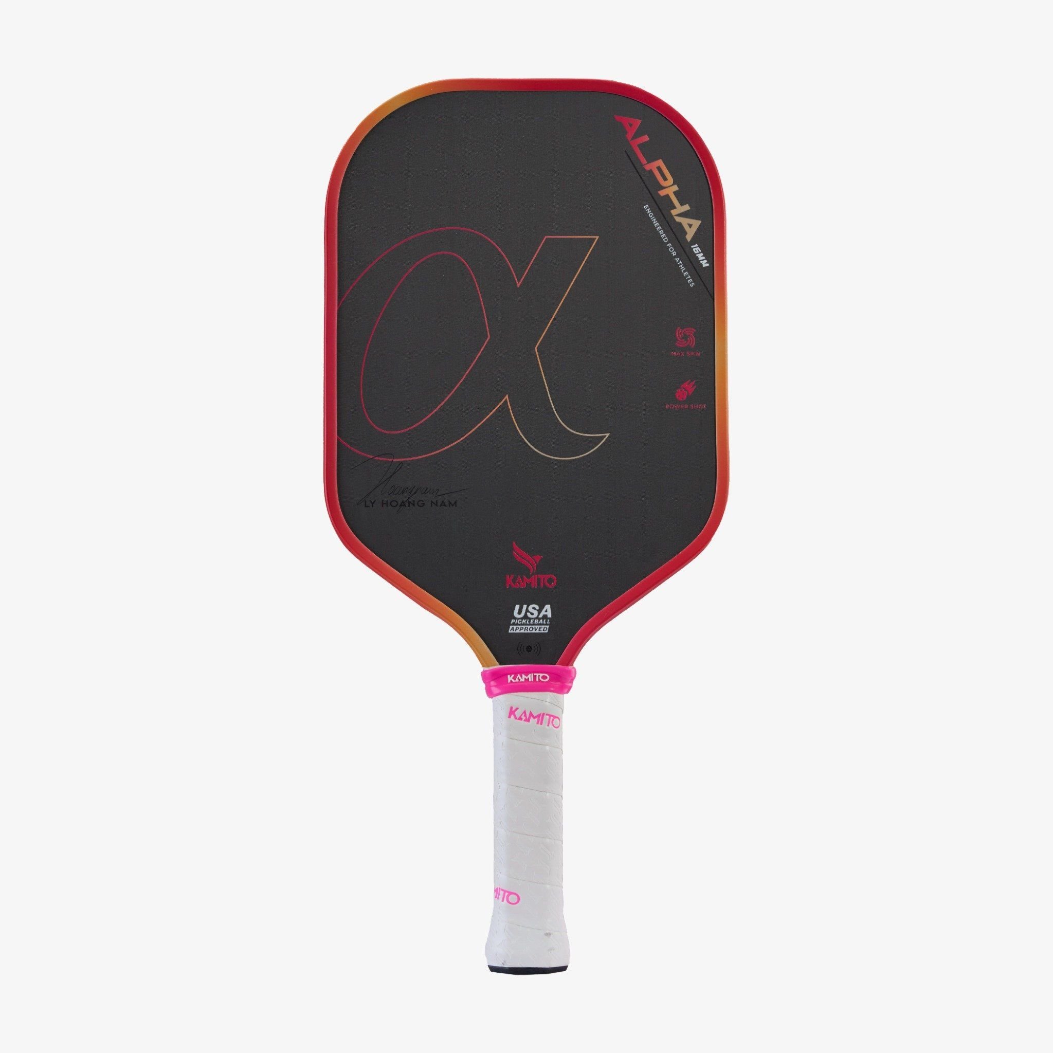Vợt Pickleball Kamito Alpha 33 Hồng đậm - Vàng mơ 16mm