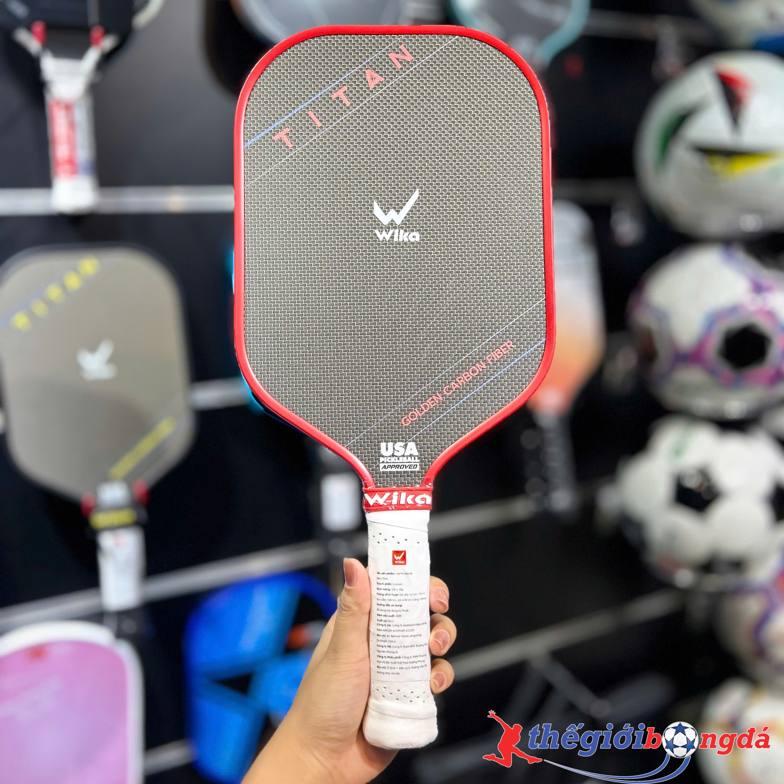 Vợt Pickleball Wika Titan 16mm - Đỏ