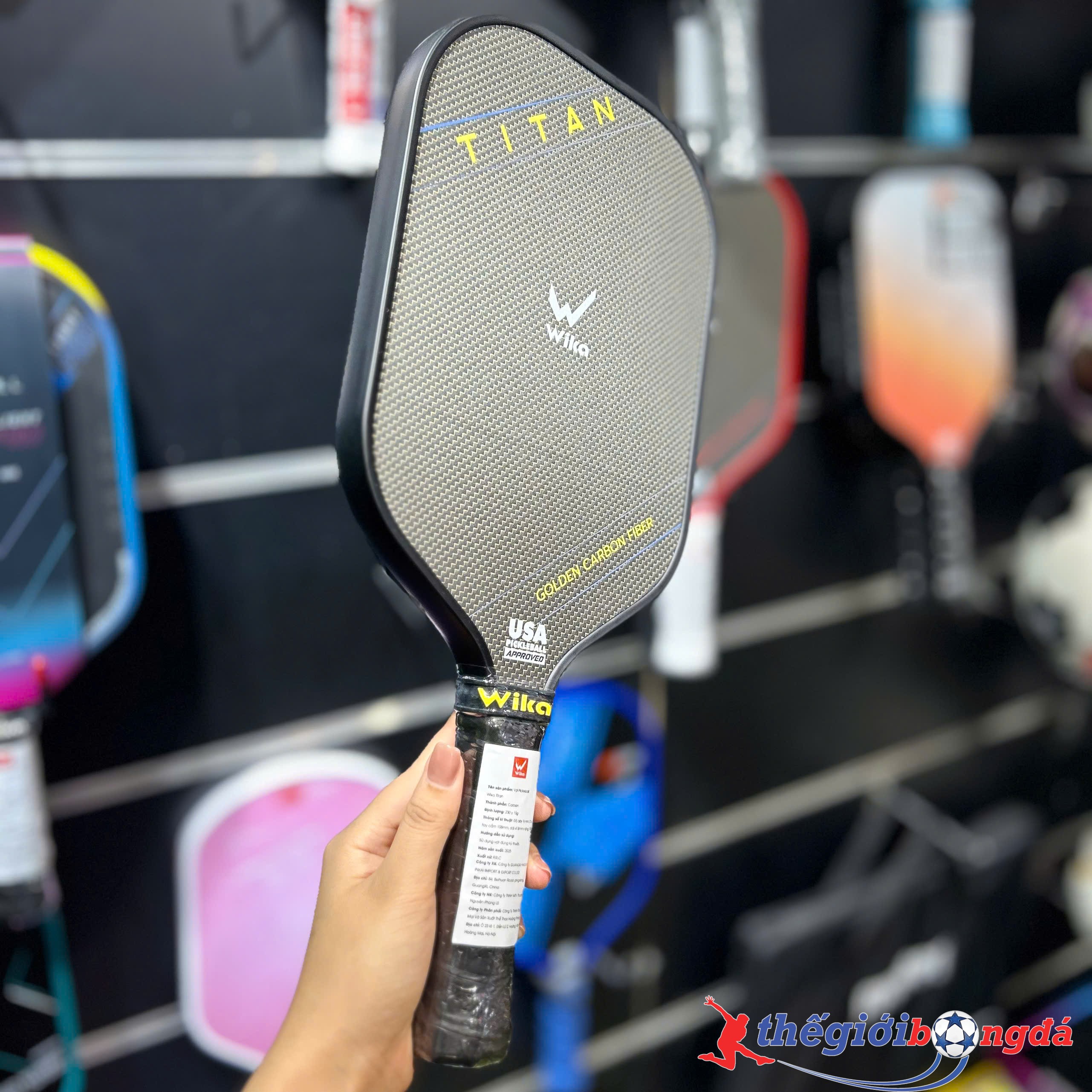 Vợt Pickleball Wika Titan 16mm - Đen