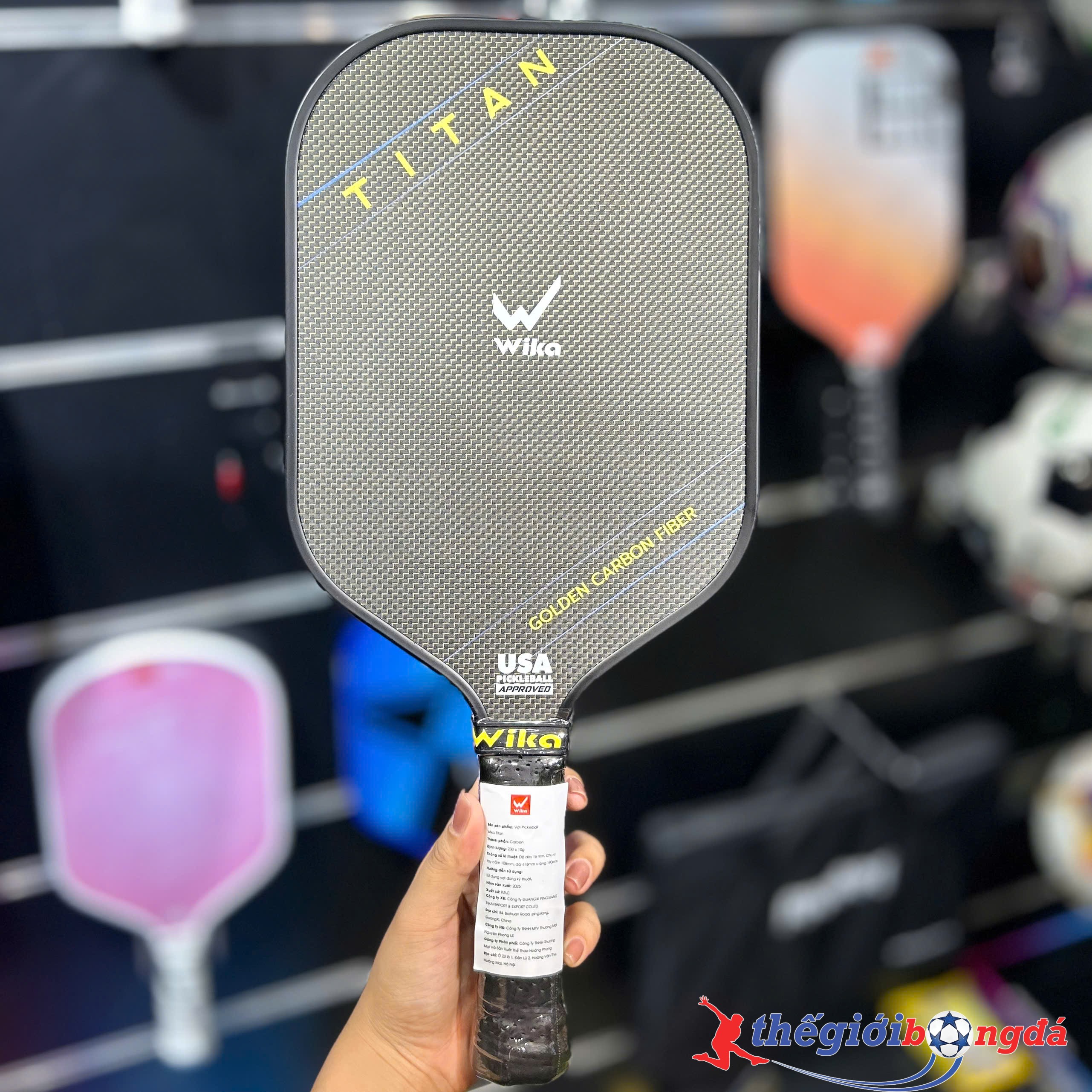 Vợt Pickleball Wika Titan 16mm - Đen