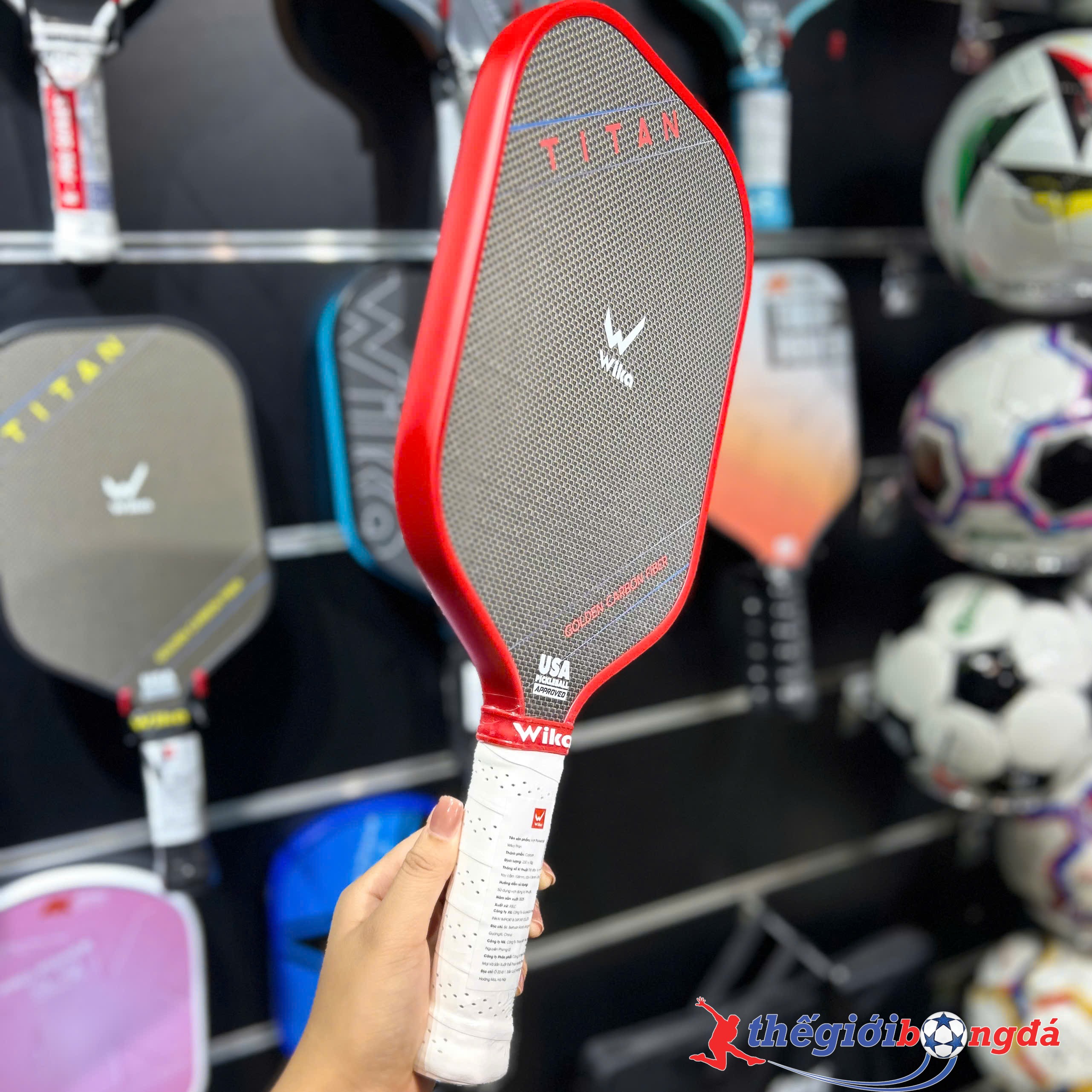 Vợt Pickleball Wika Titan 16mm - Đỏ