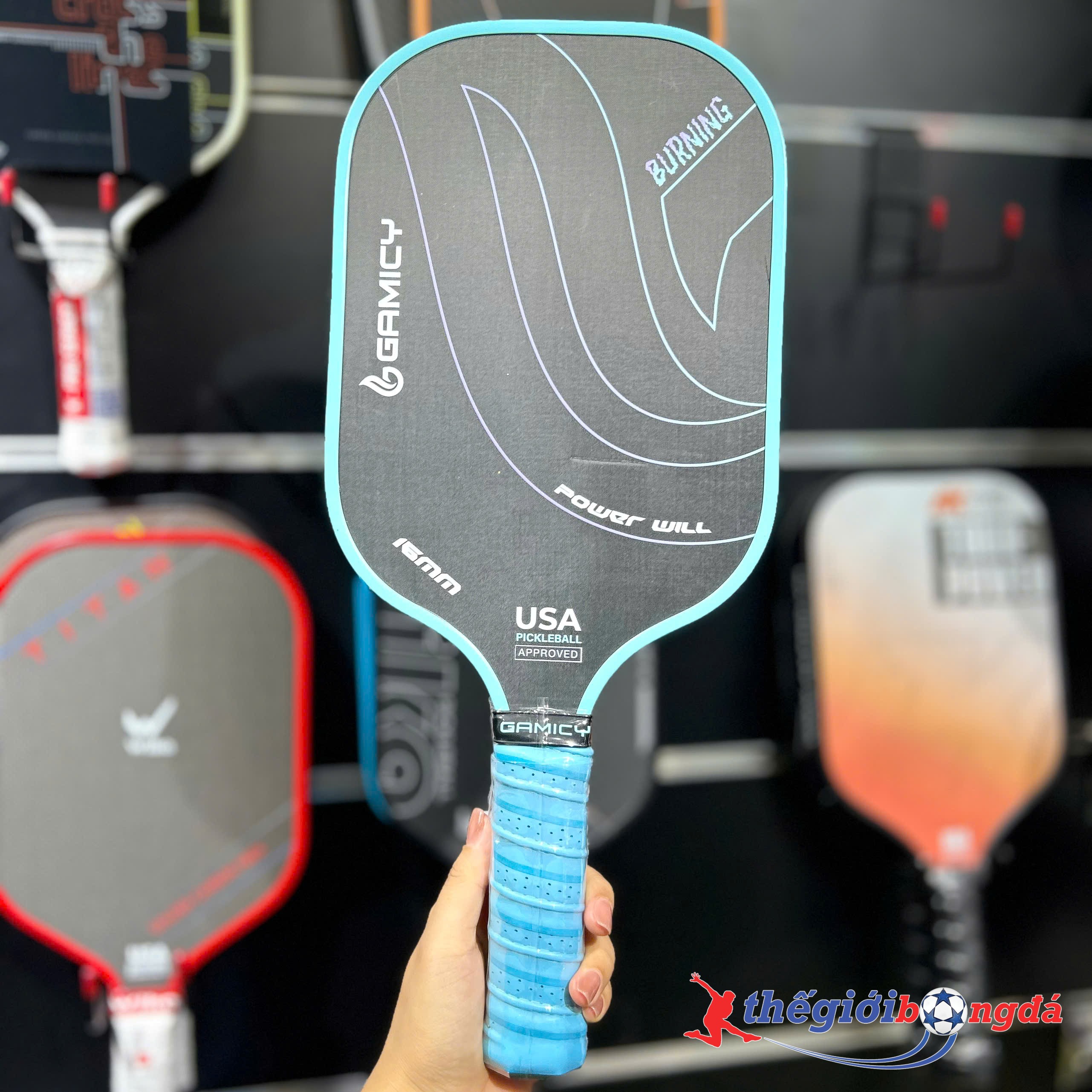 Vợt Pickleball Gamicy Burning T700 16mm - Xanh