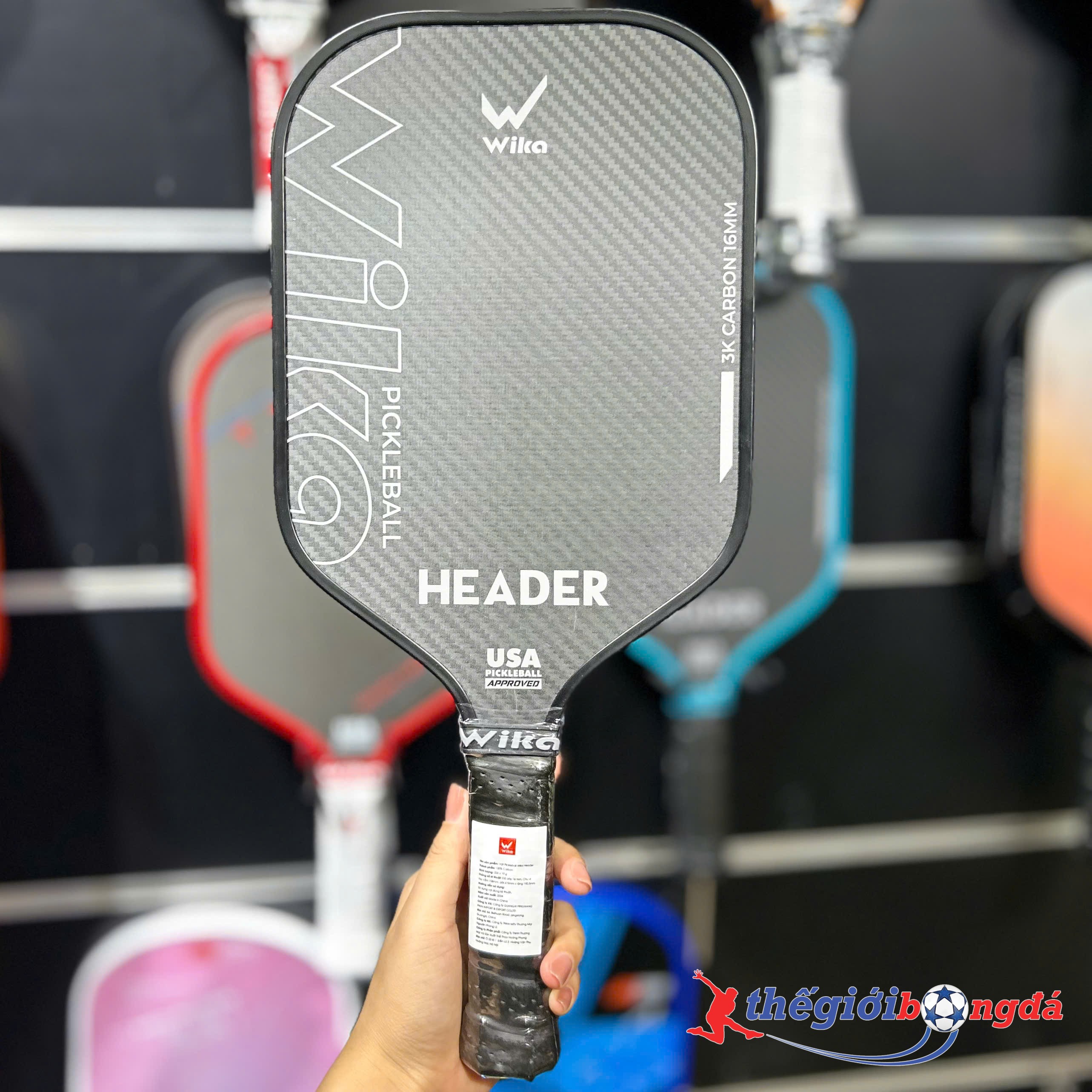 Vợt Pickleball Wika Header 16mm - Đen
