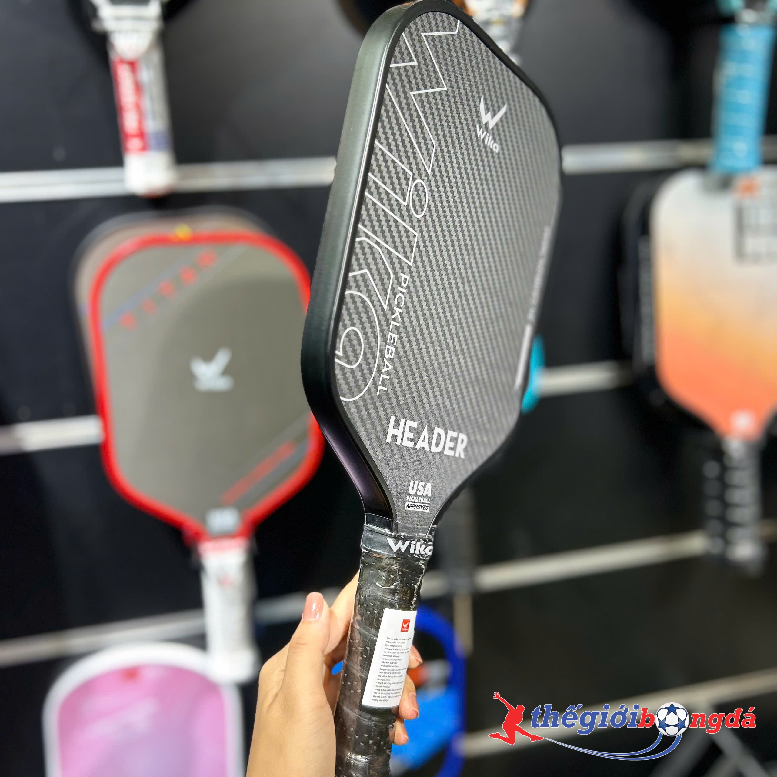 Vợt Pickleball Wika Header 16mm - Đen