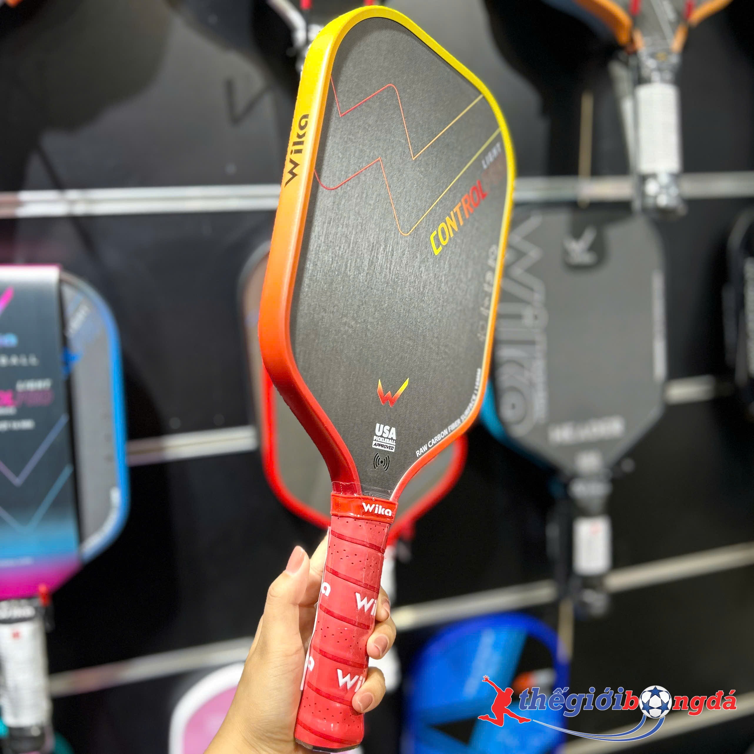Vợt pickleball Wika Control Pro 16mm - Đỏ vàng