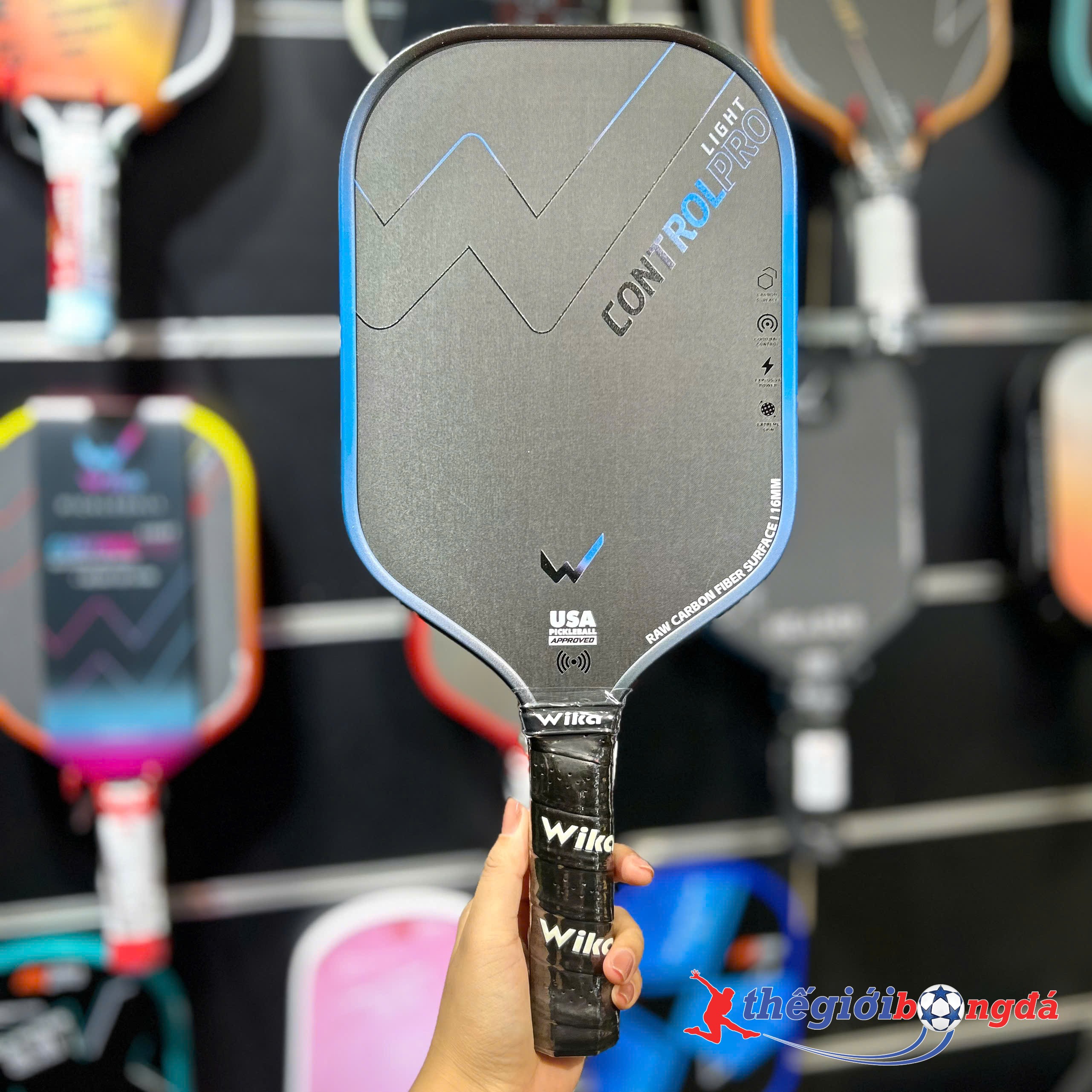 Vợt pickleball Wika Control Pro 16mm - Đen xanh