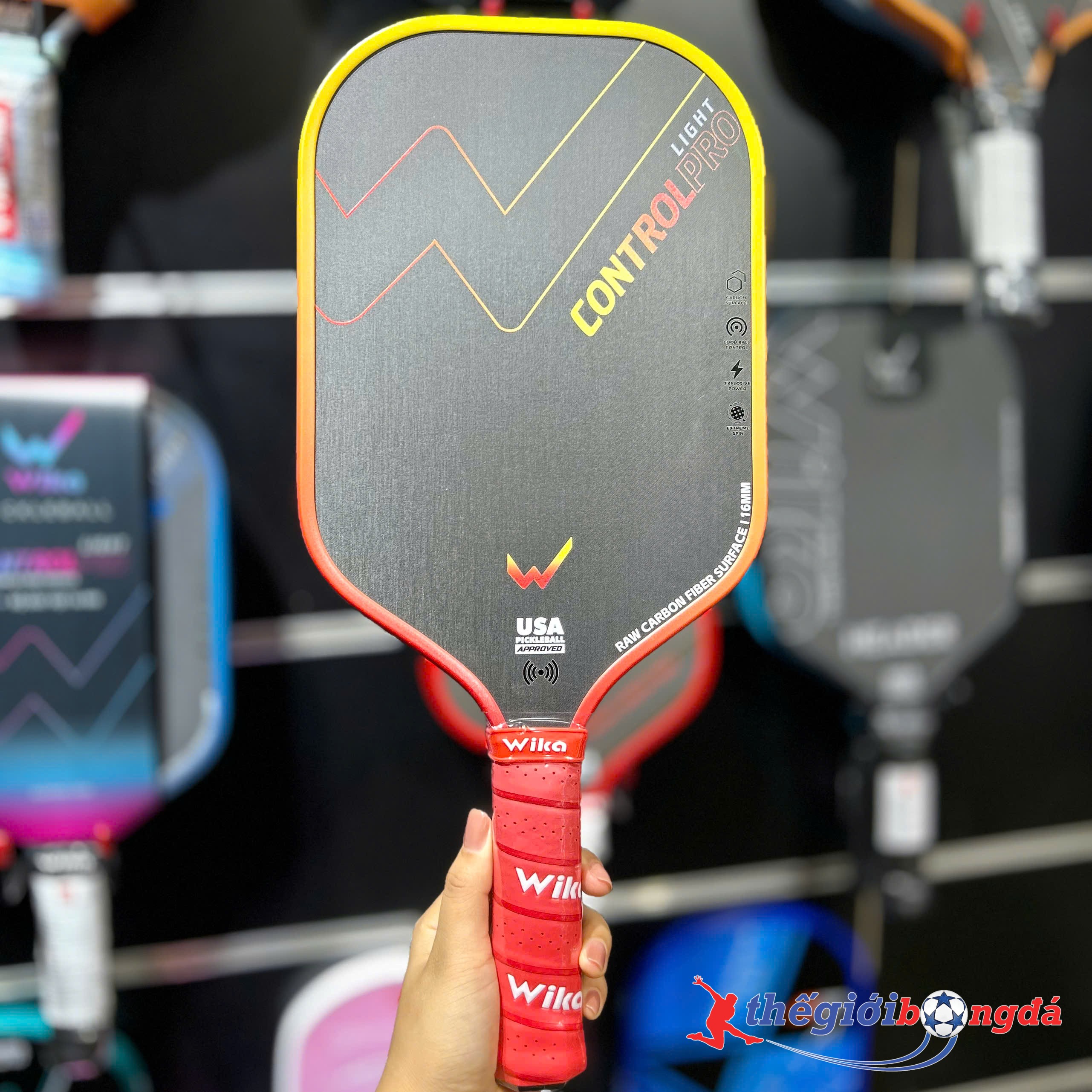 Vợt pickleball Wika Control Pro 16mm - Đỏ vàng