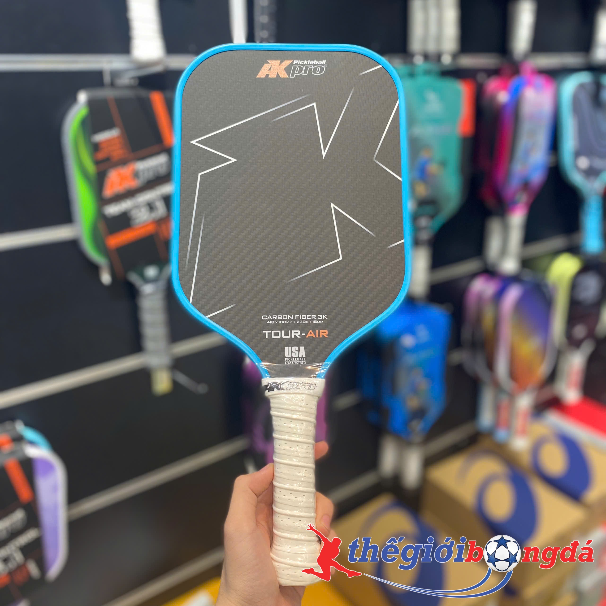 Vợt Pickleball AKpro TOUR-AIR Xanh – Carbon 3K