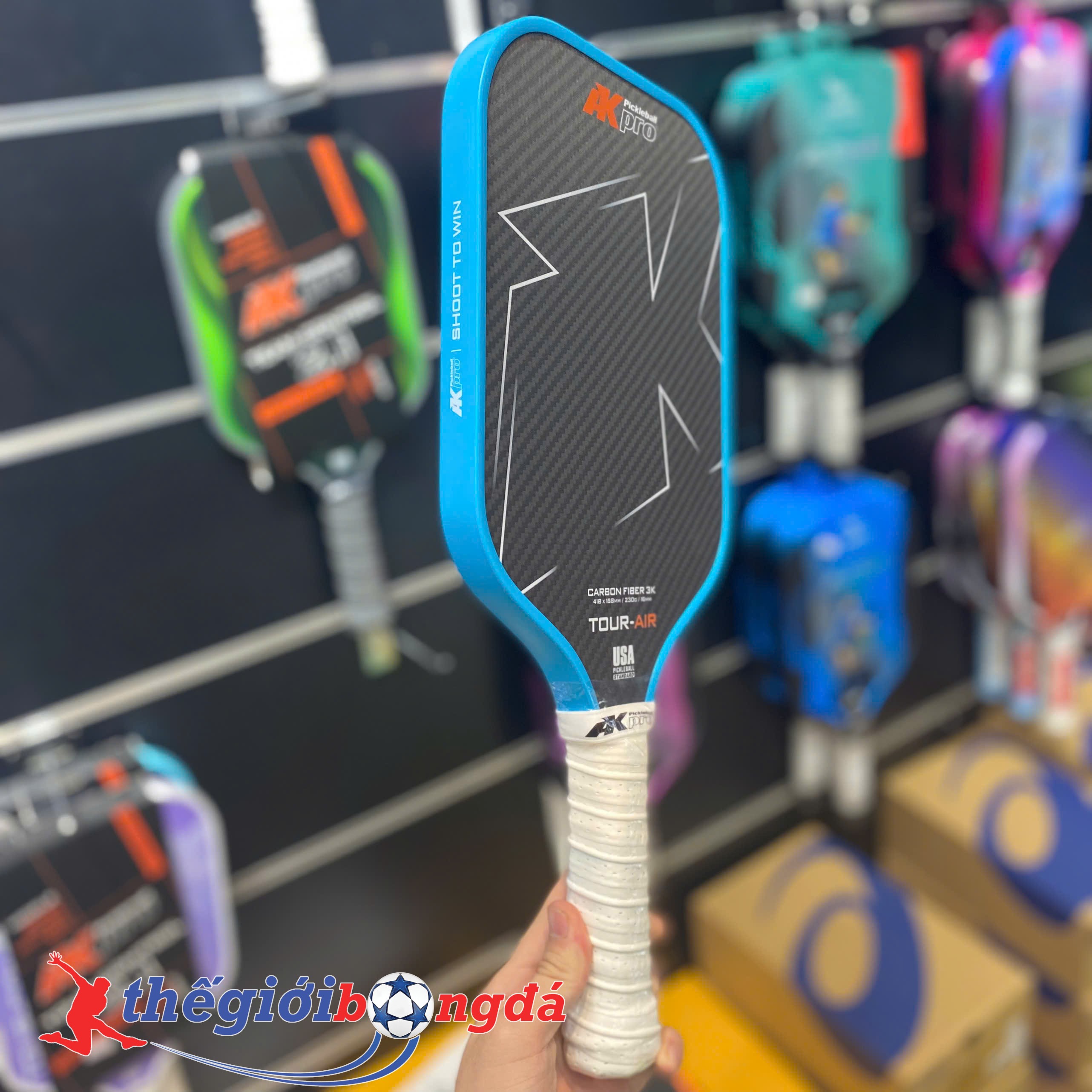 Vợt Pickleball AKpro TOUR-AIR Xanh – Carbon 3K