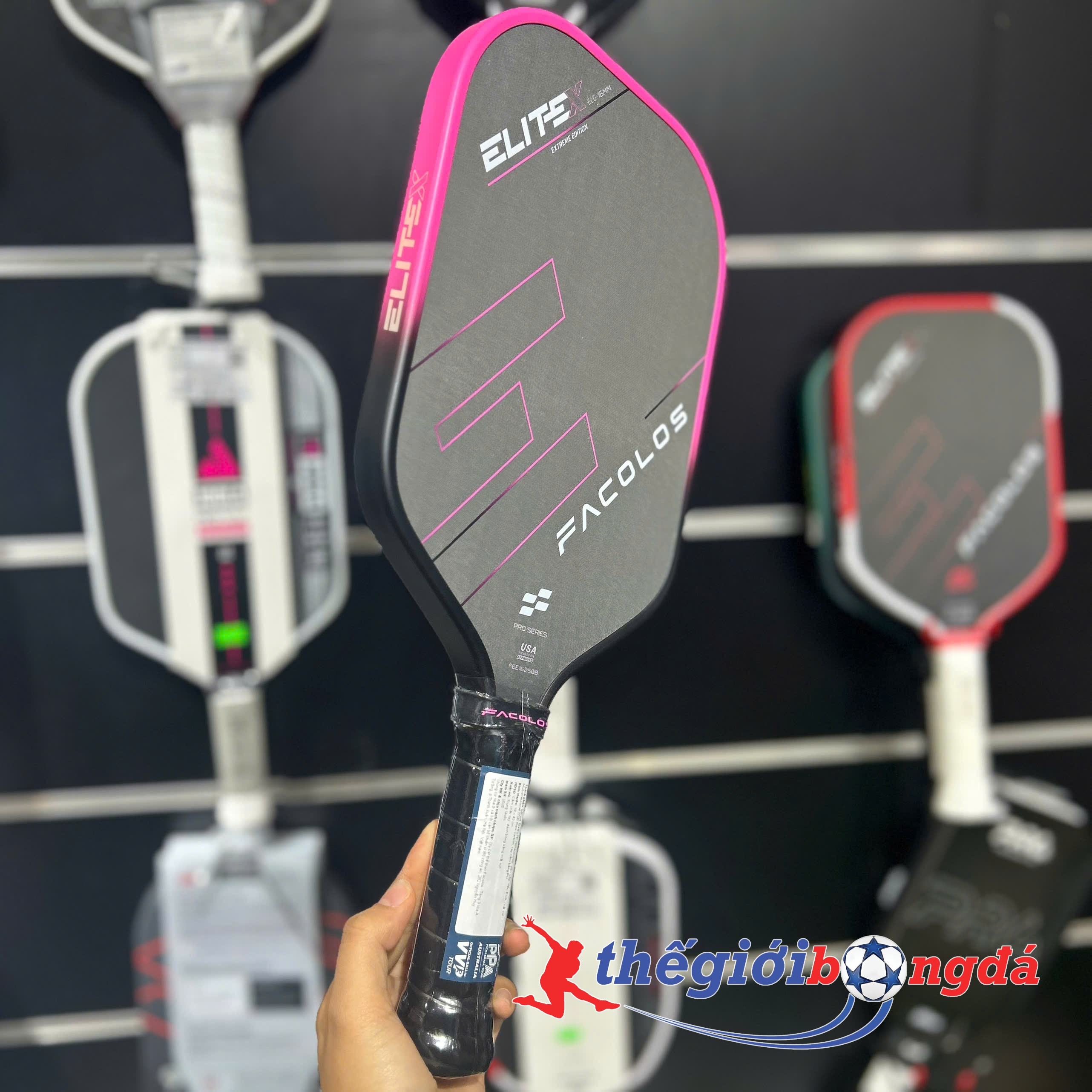 Vợt Pickleball Facolos Elite X Elongated 16mm - Hồng