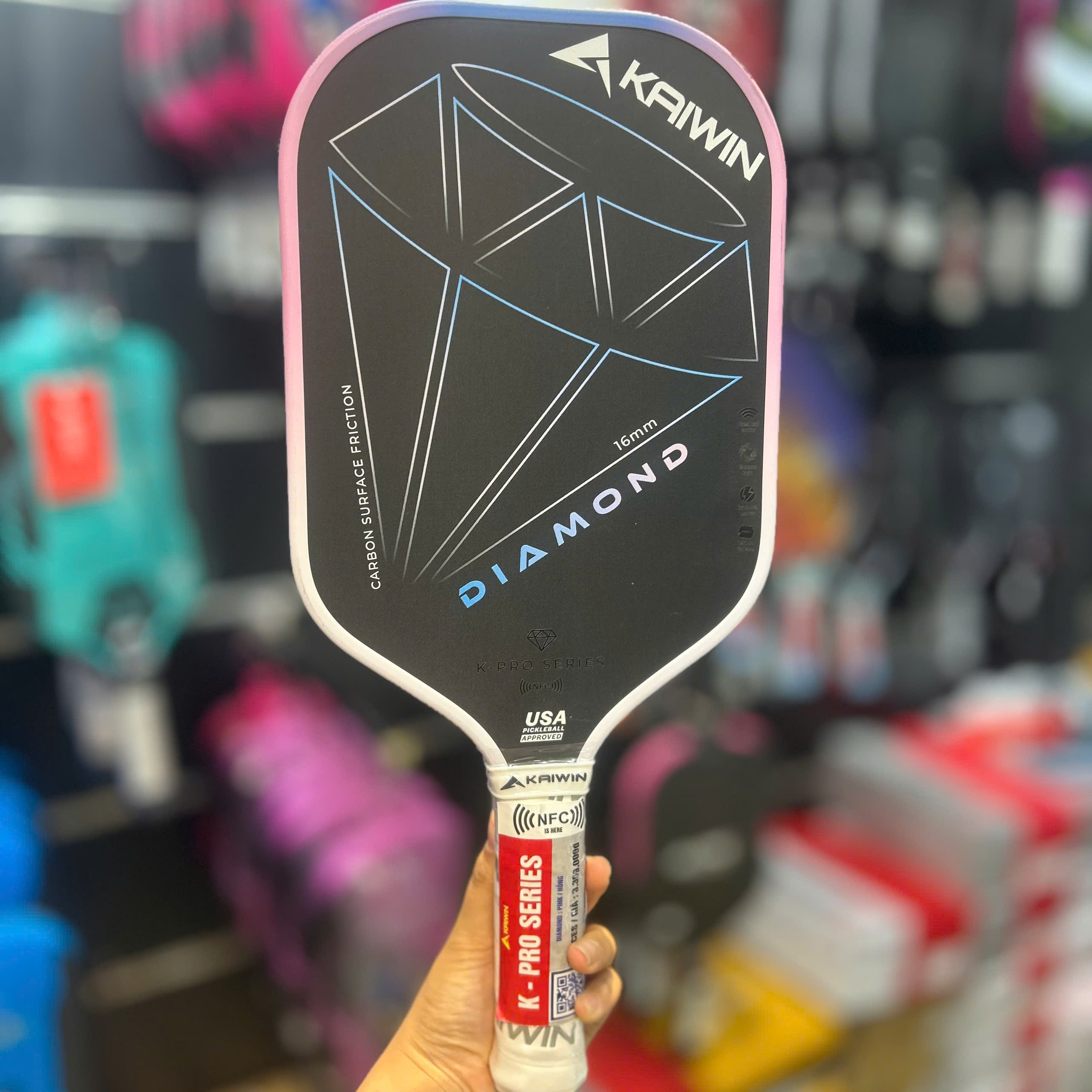 Vợt Pickleball Kaiwin Diamond 16mm - Hồng
