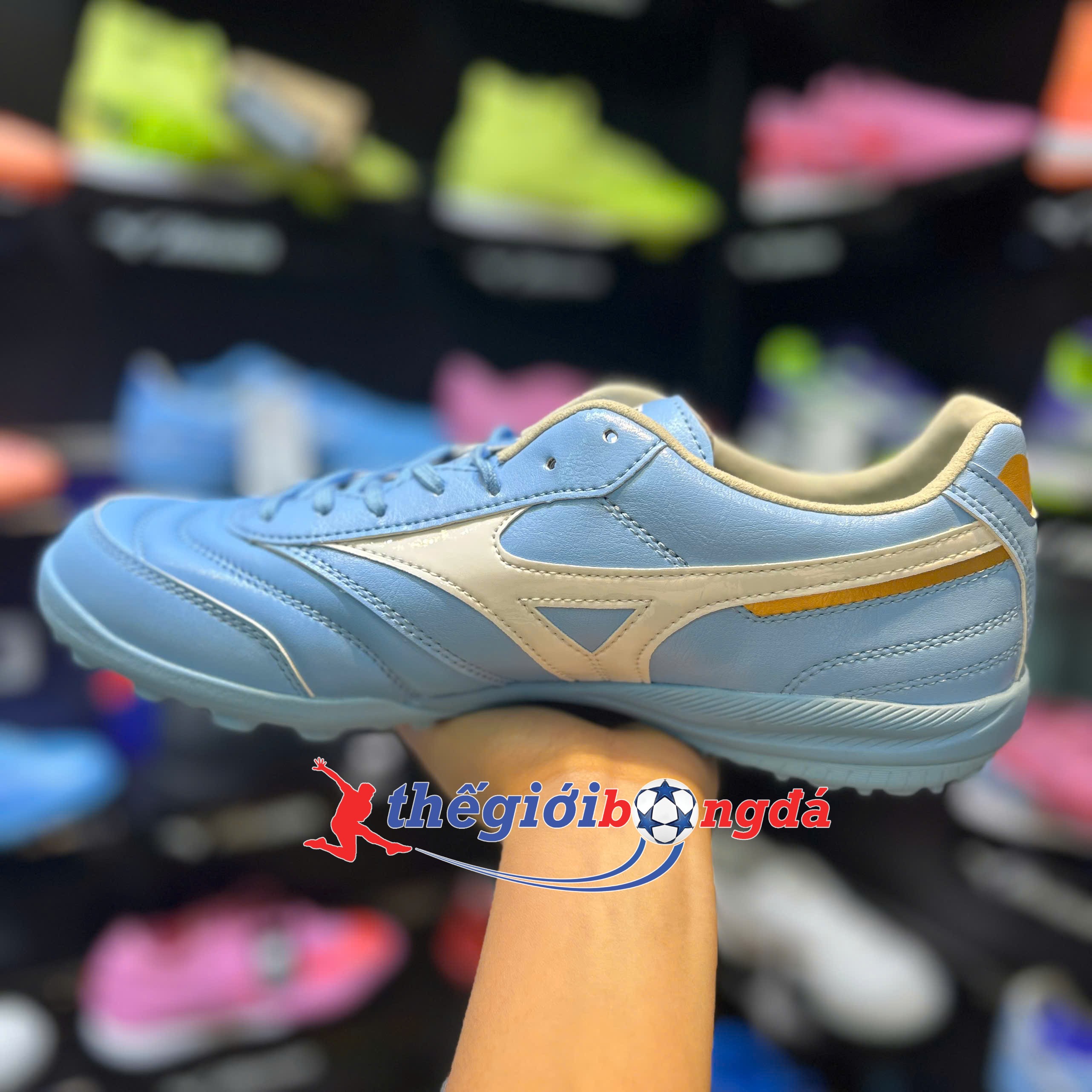 Giày đá bóng cỏ nhân tạo Mizuno Morelia Sala Pro AS TF - Xanh/Trắng Q1GB261325