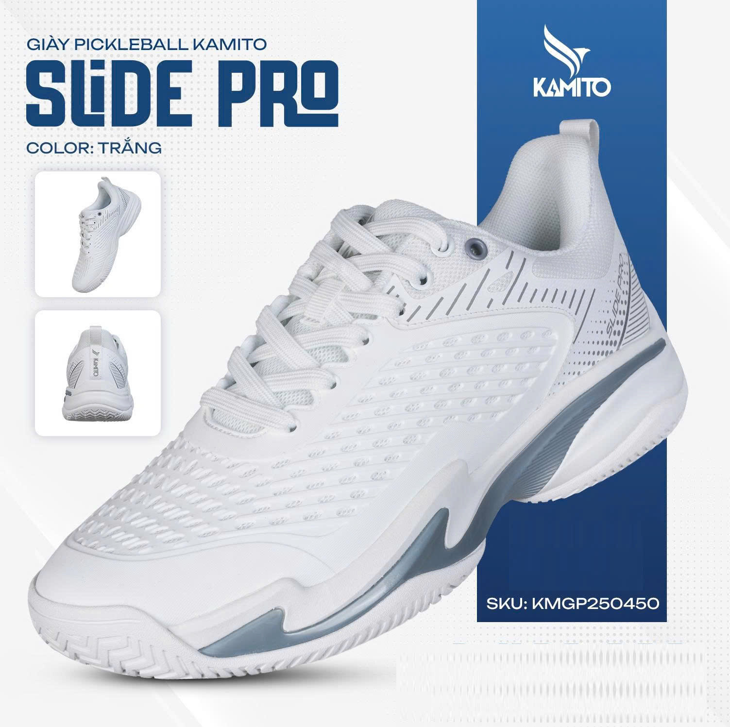 Giày Pickleball Kamito+Giày Pickleball Kamito Slide Pro Trắng+38414367