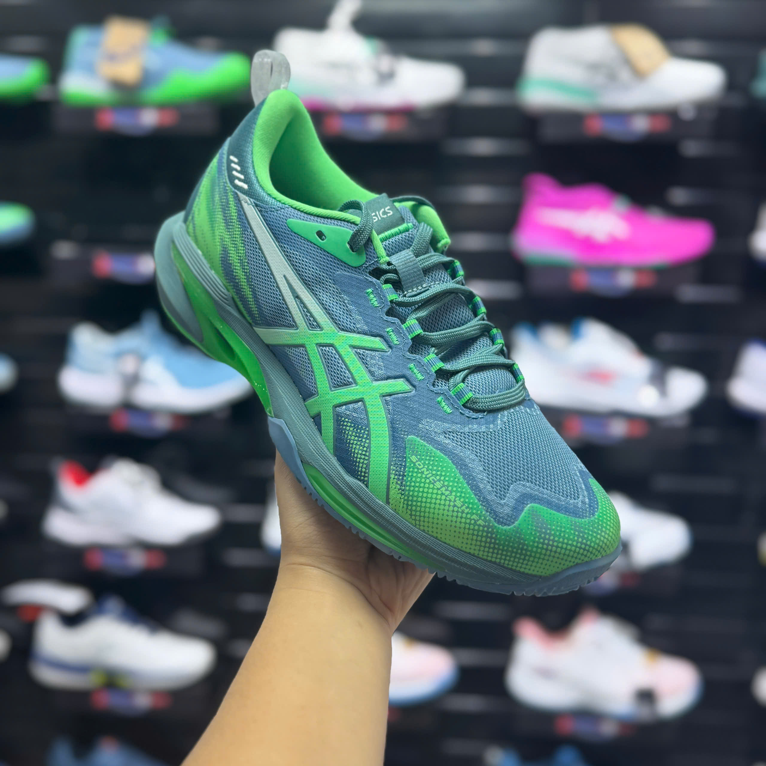 Giày Pickleball/Tennis Asics Sonicsmash FF Xanh Lá 1041A538-400