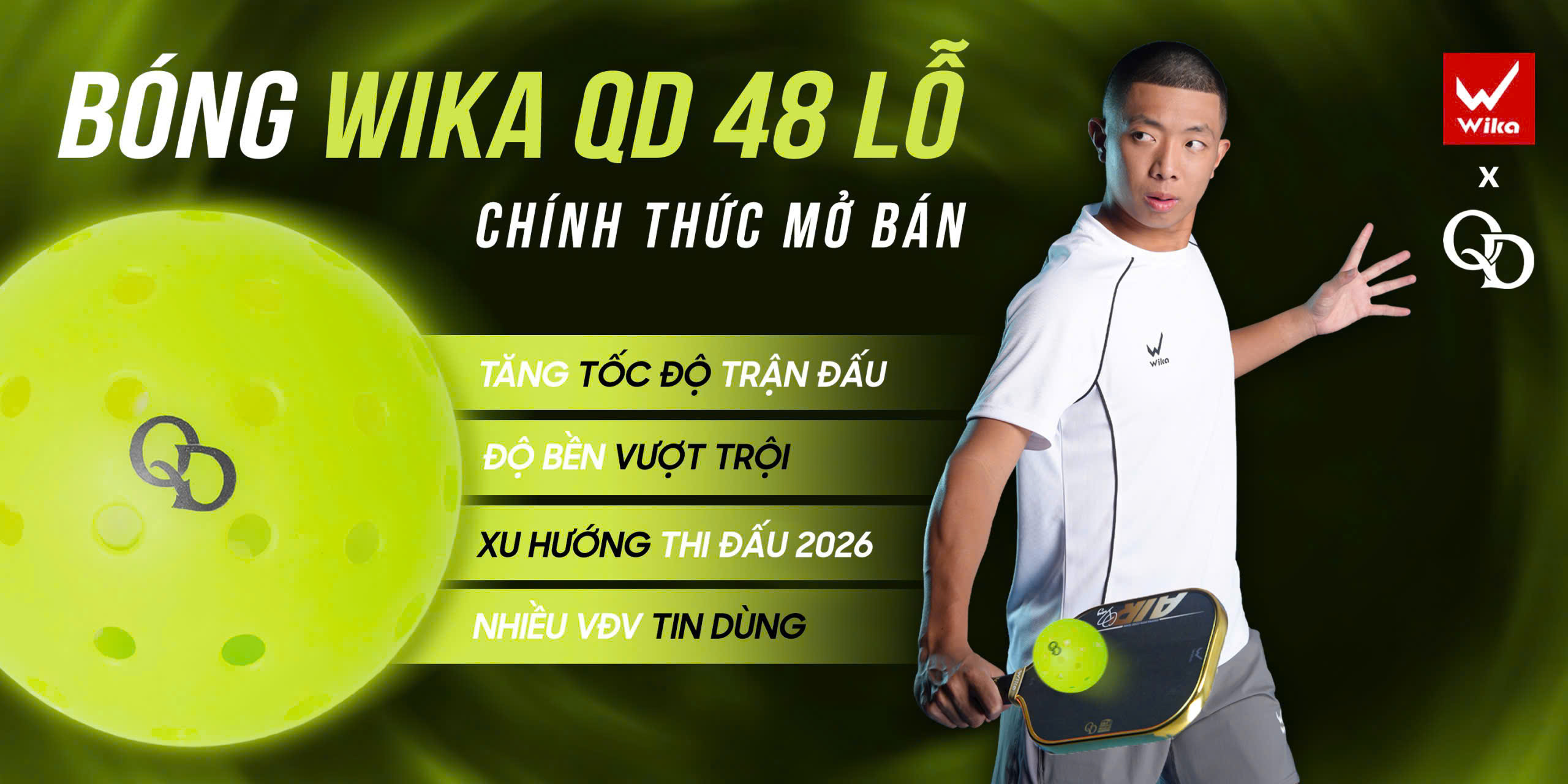Bóng Pickleball cao cấp Wika QD 48 Lỗ | Hộp 3 Quả