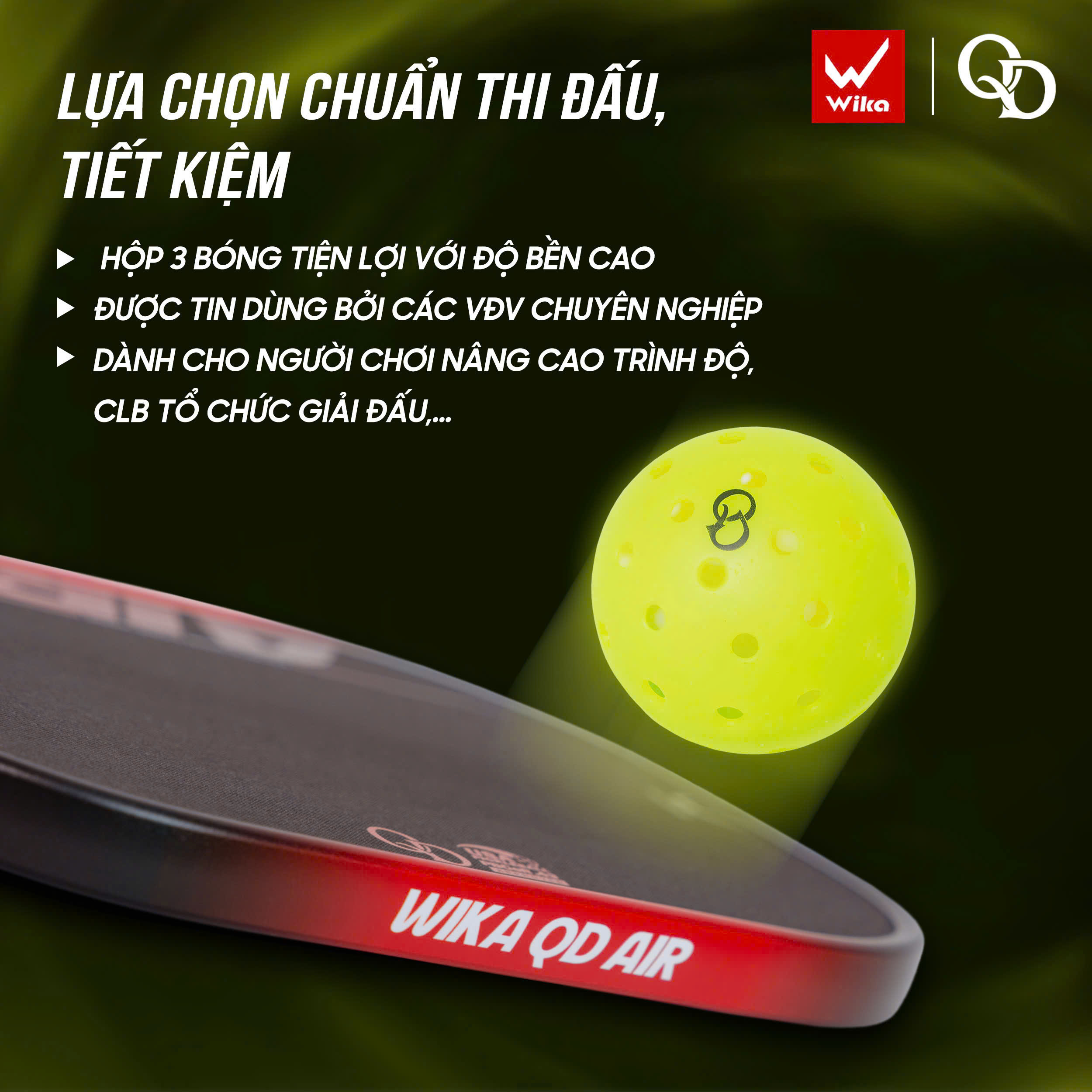 Bóng Pickleball cao cấp Wika QD 48 Lỗ | Hộp 3 Quả