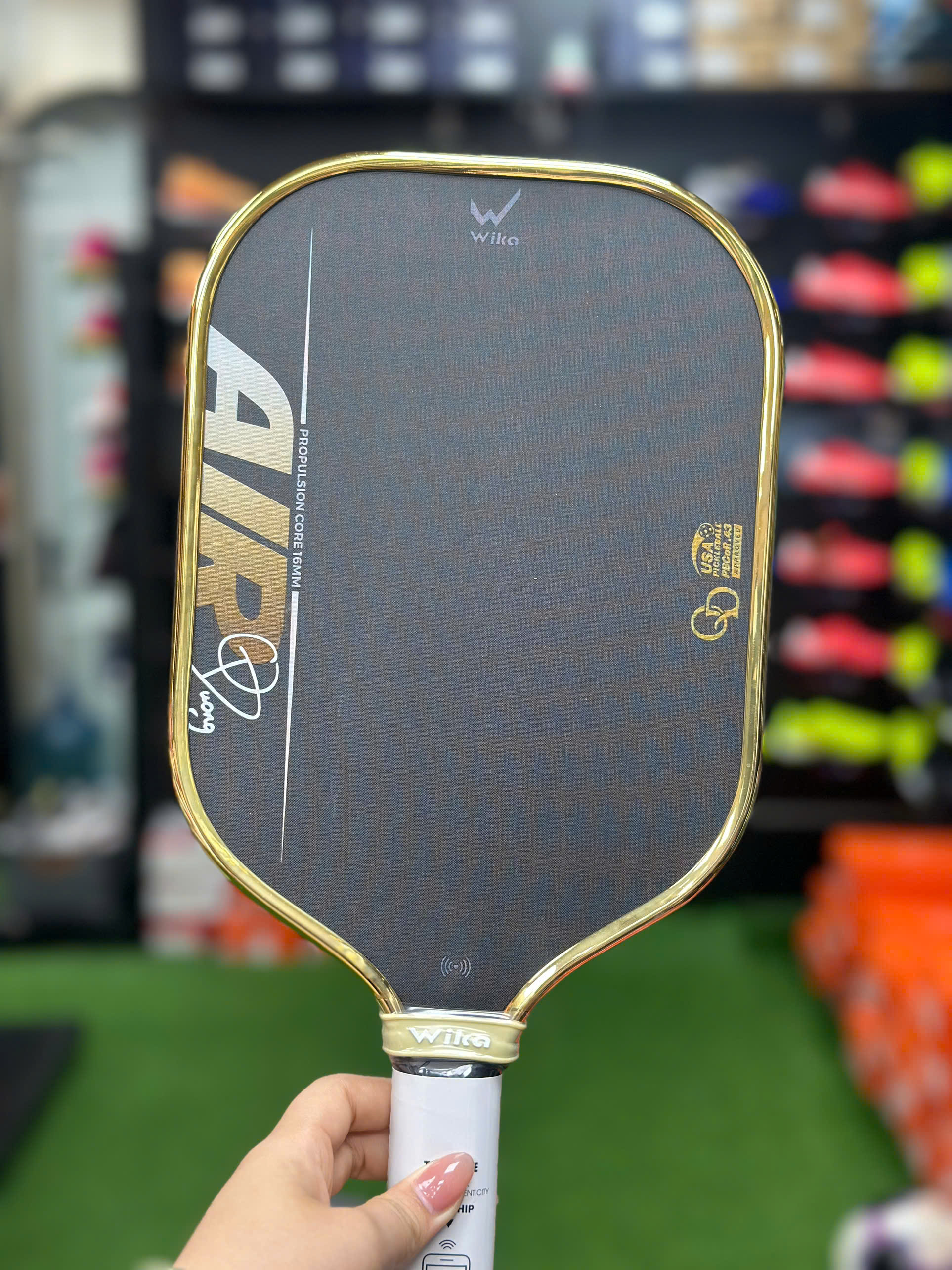 (bản viền kim loại) Vợt Pickleball Wika Air Quang Dương 2026 - Vàng