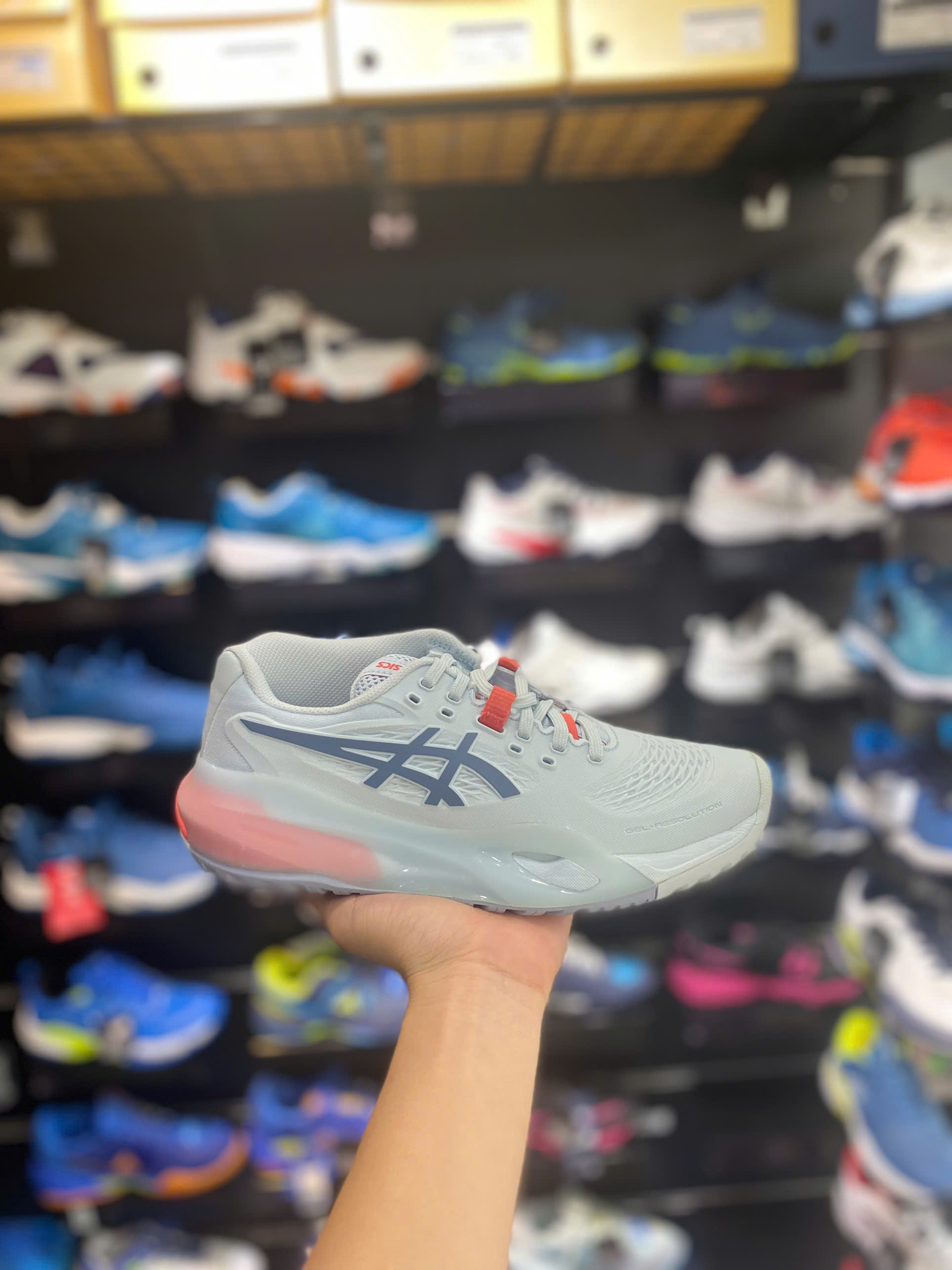Giày Pickleball/Tennis Nữ Asics GEL-RESOLUTION X Trắng hồng 1042A279-401