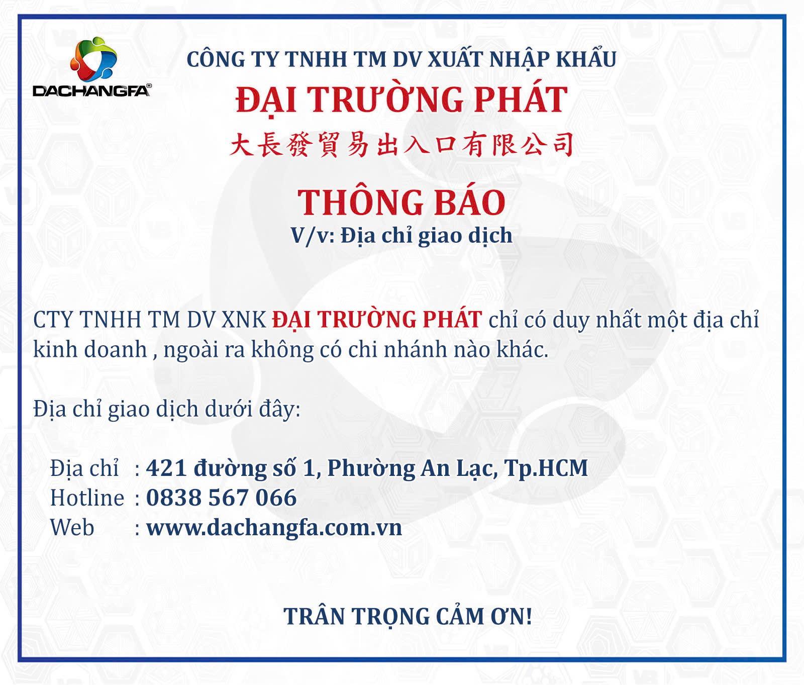 THONG BAO DIA CHI CONG TY