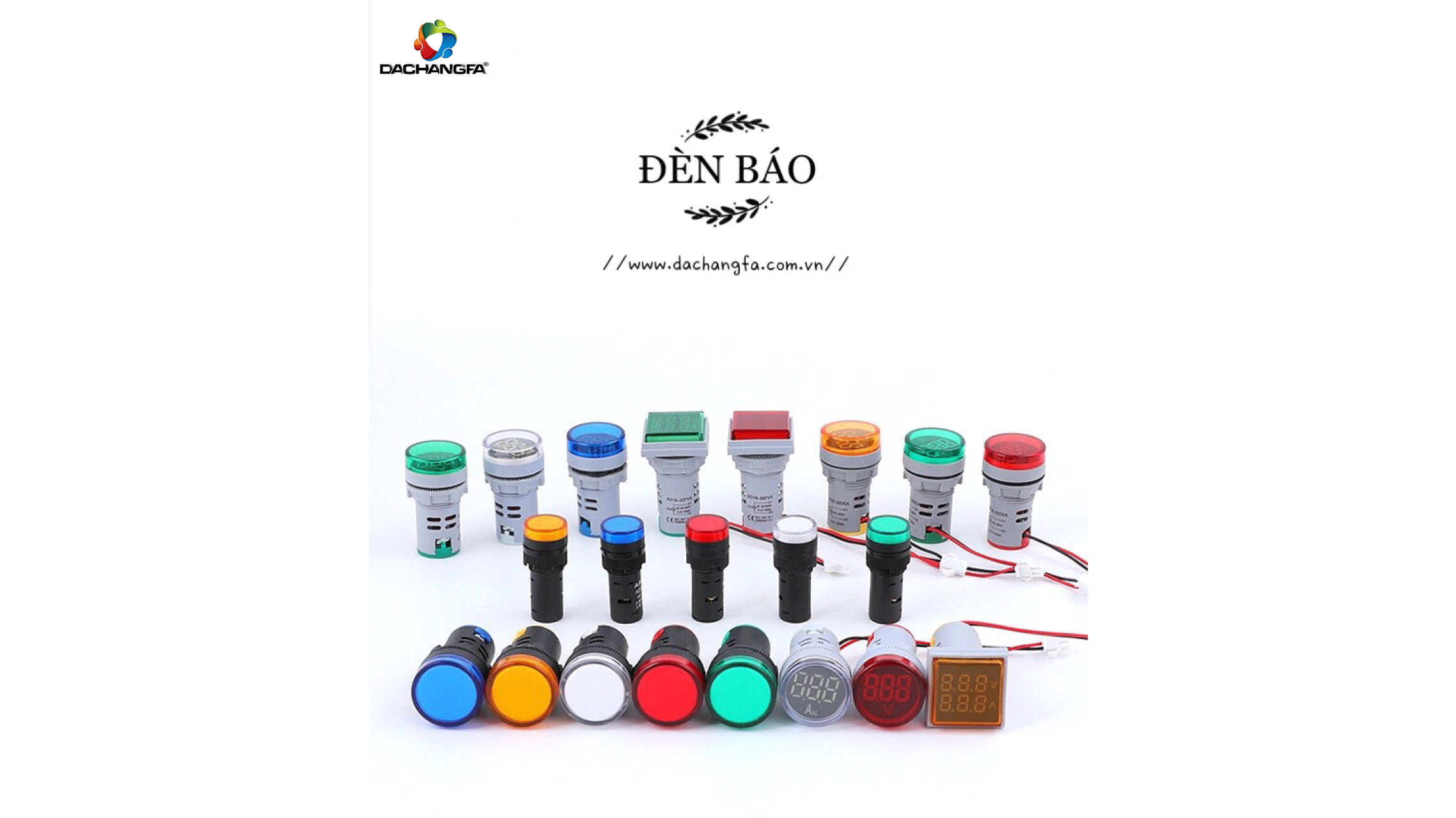 Đèn báo Volt - Ampe - Hz ø22 ( Vuông ) MJ16-22FVAHZ - Có Citi - Đỏ - Xanh Lá - Vàng -MINJIN