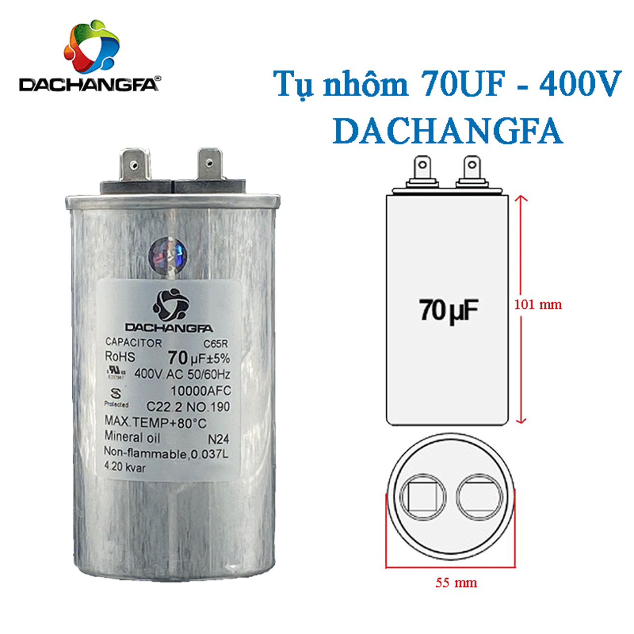 CAPACITOR - Tụ ngậm nhôm - 70UF 400V - DACHANGFA
