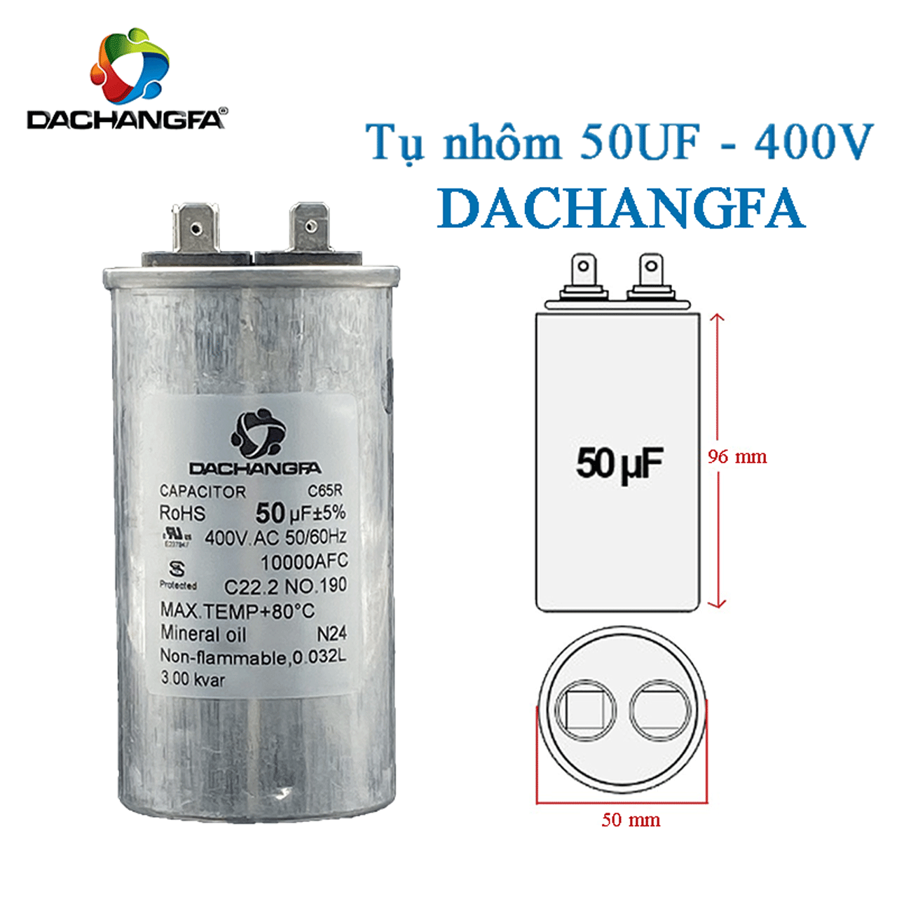 CAPACITOR - Tụ ngậm nhôm - 50UF 400V - DACHANGFA