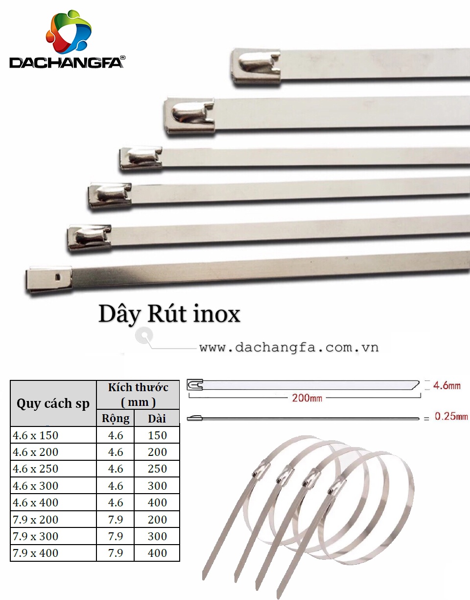Dây rút INOX 304 - 7.9 x 400 - MINJIN
