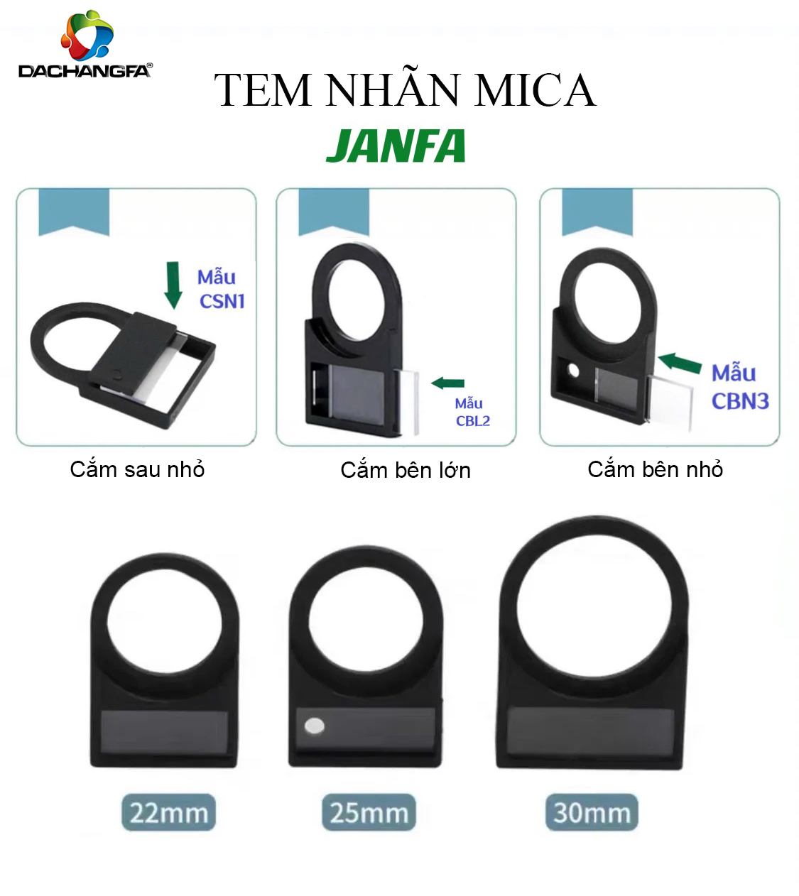 Nhãn mica ø30 cắm sau nhỏ - JANFA