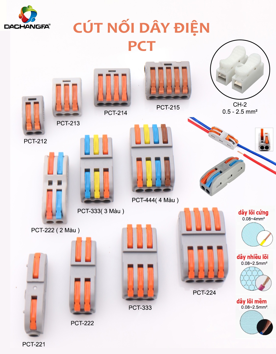 Cút Nối Dây PCT-444 ( 4 ra 4 ) 4 màu