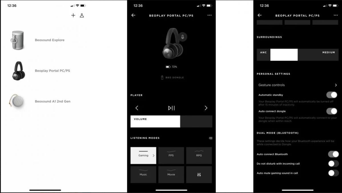 app điều chỉnh tai nghe Bang & Olufsen Beoplay Portal