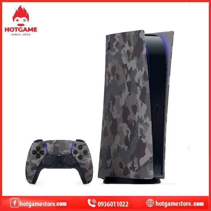 Vỏ thay máy PS5 chính hãng màu camo ( grey camouflage )