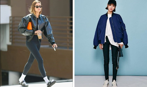 Phối áo bomber với quần legging